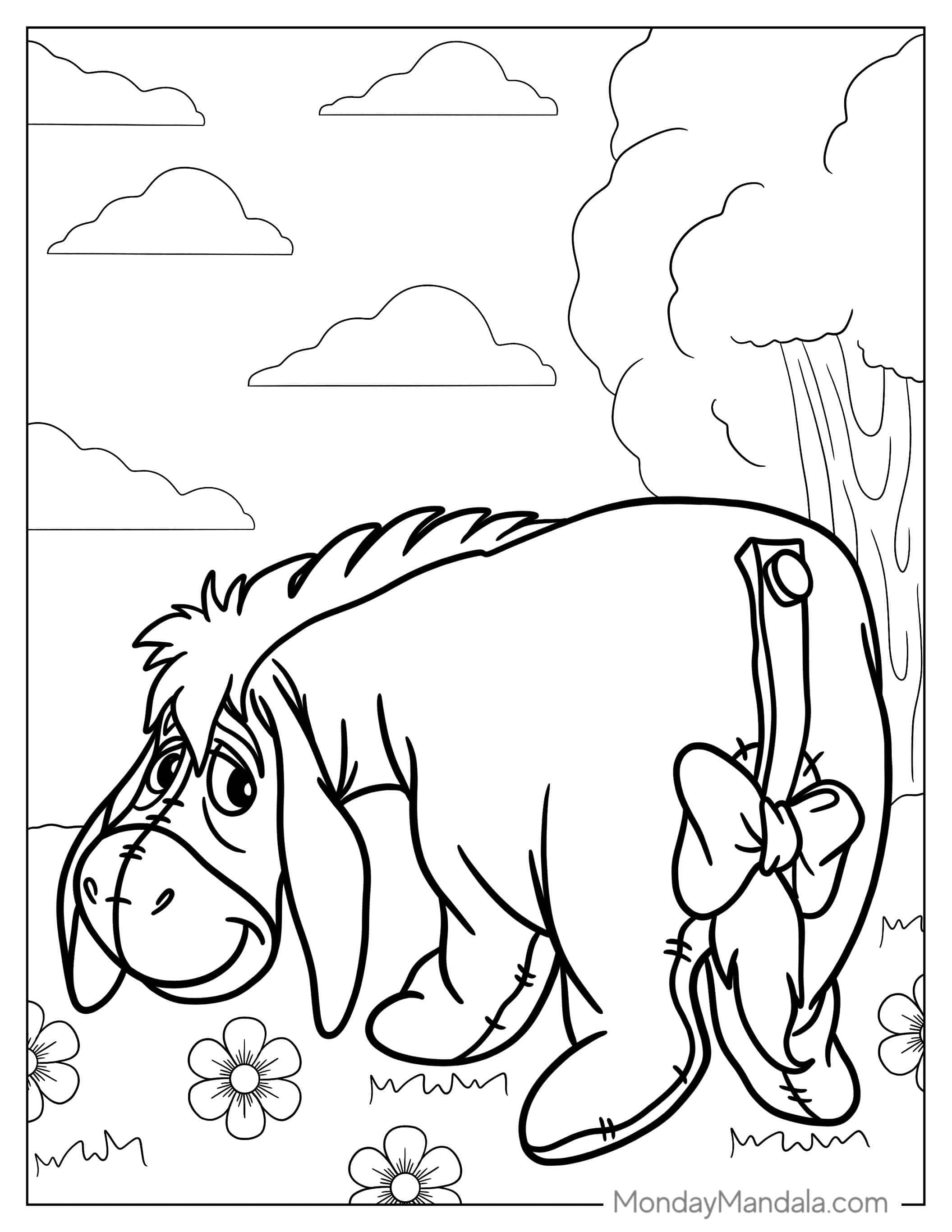 Simple Outline Of Eeyore To Color coloring page — printable line art