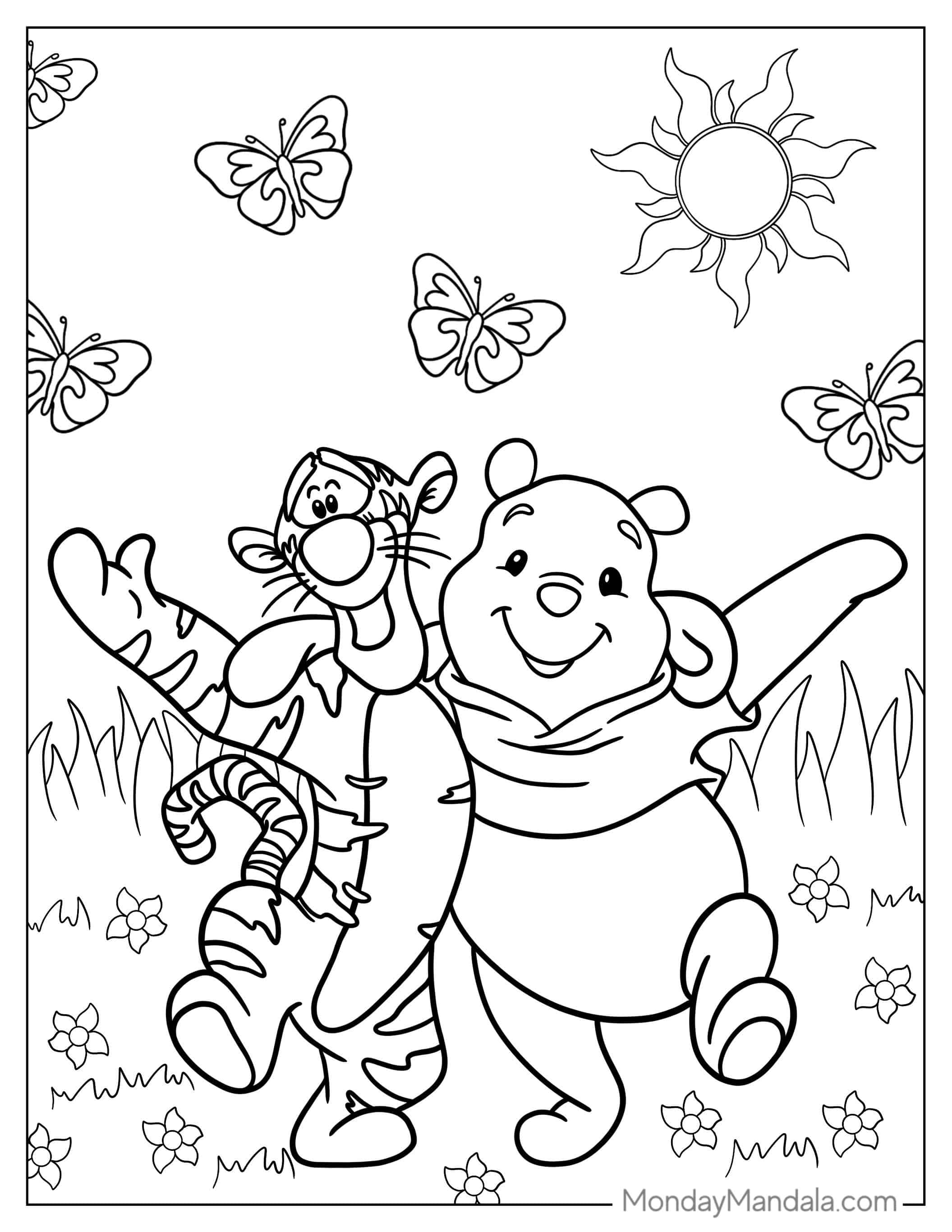Tigger And Winnie The Pooh To Color coloring page — printable line art