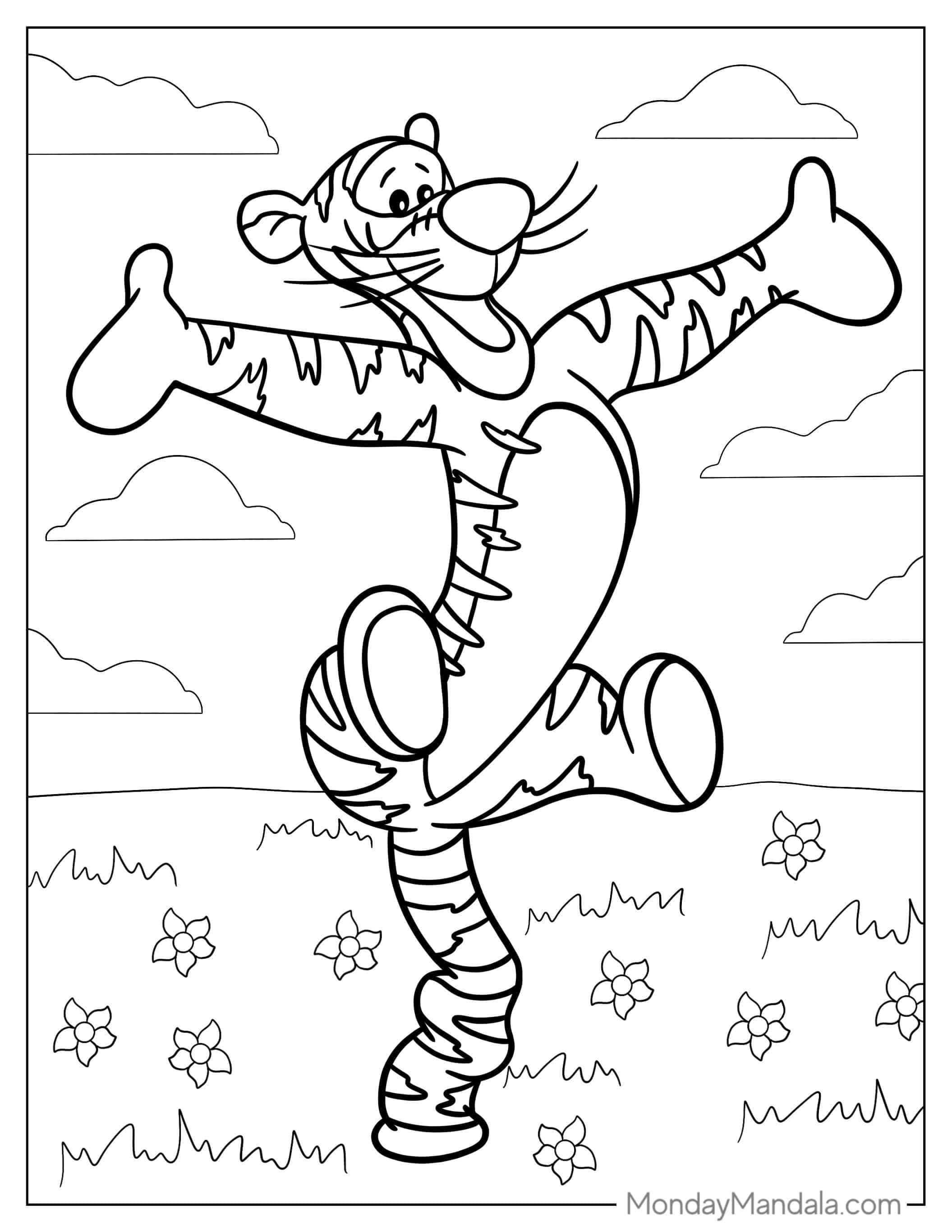 Tigger Coloring Page For Kids coloring page — printable line art