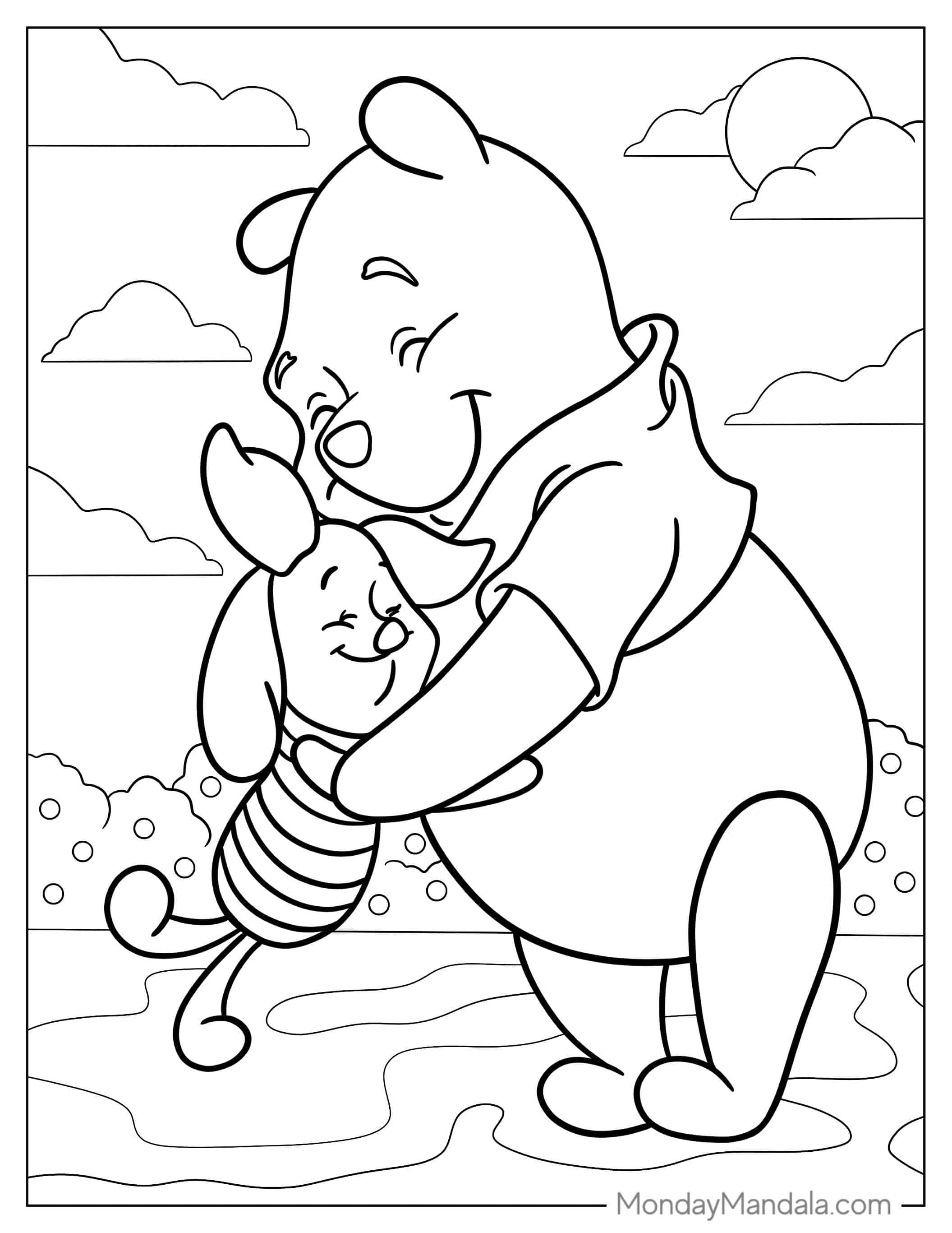 Winnie The Pooh And Piglet Coloring Sheet coloring page — printable line art