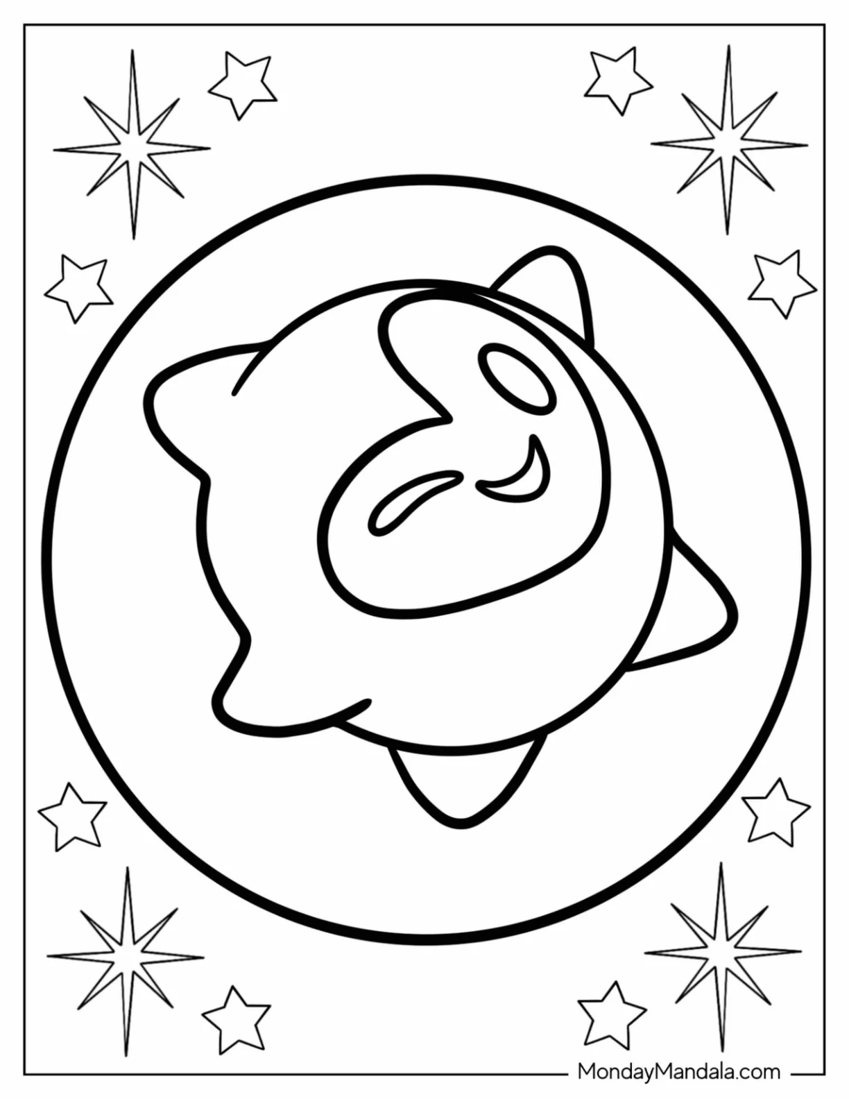 Kawaii Star Winking Wish Coloring Page For Kids coloring page