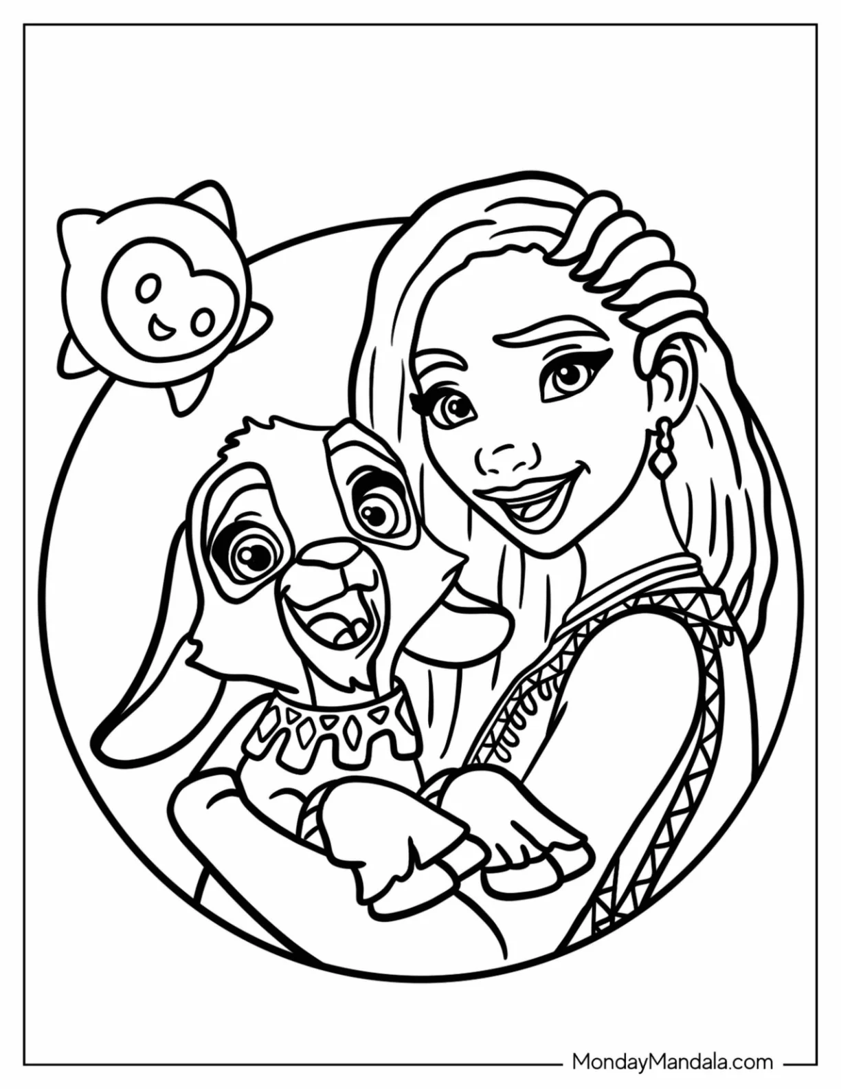 Wish Coloring Pages Of Smiling Asha With Valentino And Star coloring page