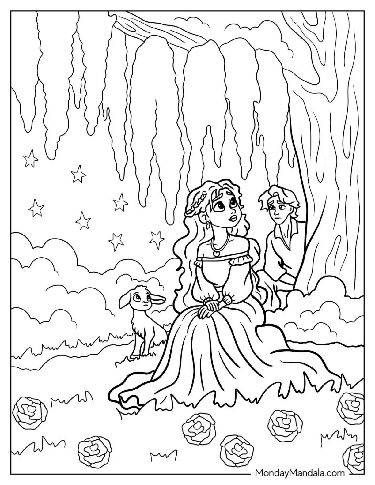 Wish Coloring Pages Of Valentine And Human Star Watching Asha coloring page