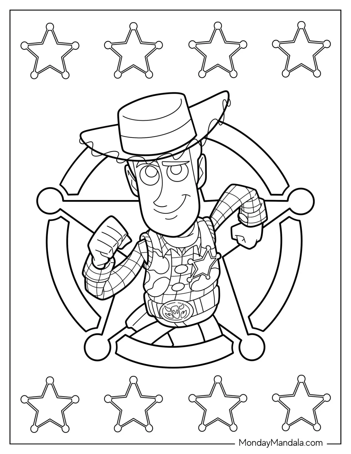 Detailed Woody Coloring Page In Sheriff Logo coloring page