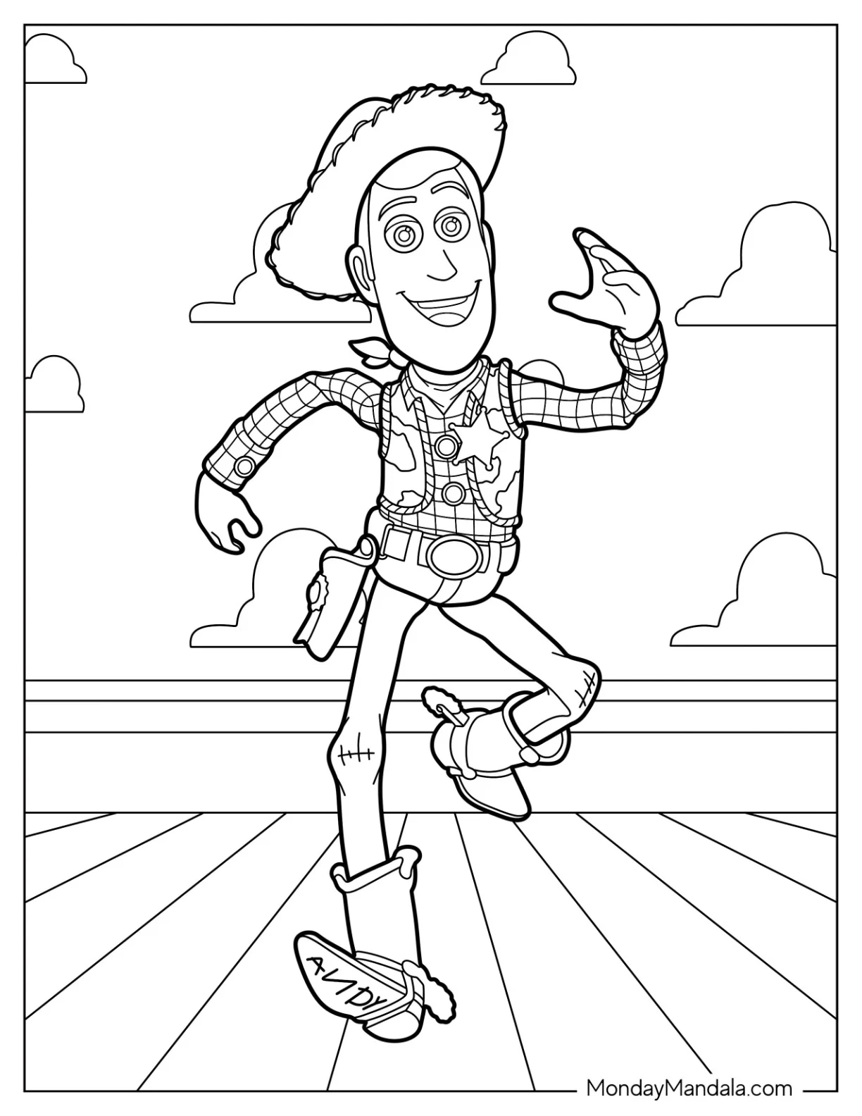 Detailed Woody Coloring Page On The Run coloring page