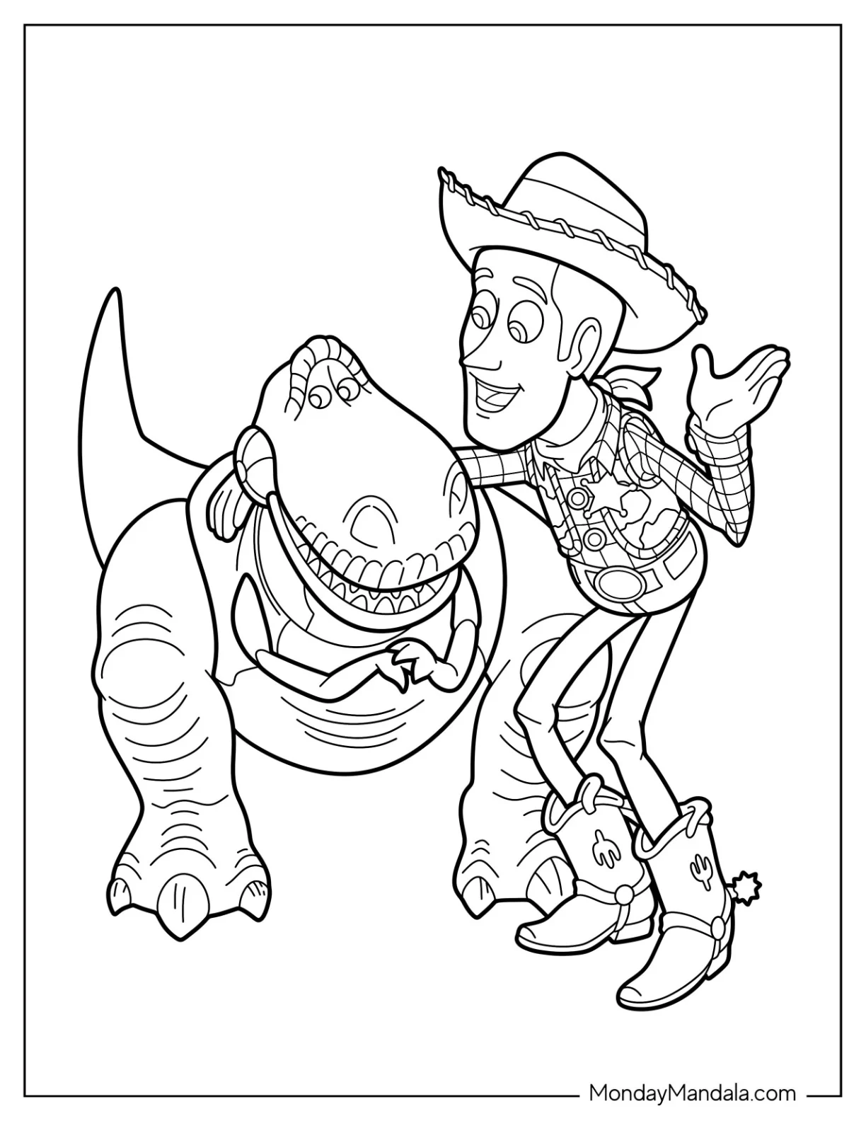 Easy Woody Coloring Page Talking To Rex coloring page