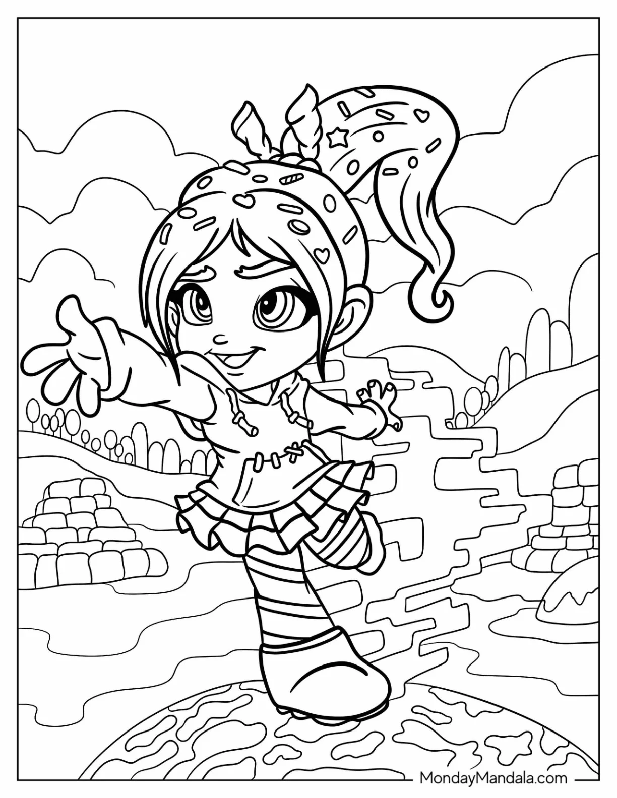 Wreck-It Ralph Coloring Page Of Detailed Vanellope Von Schweetz coloring page