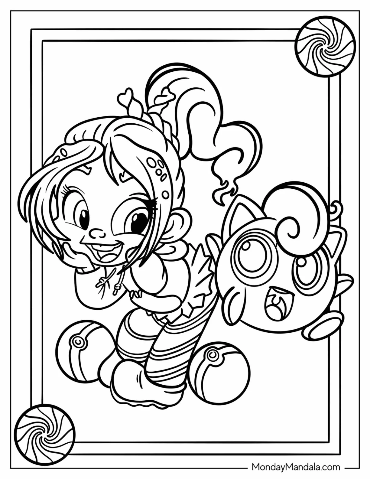 Wreck-It Ralph Coloring Page Of Vanellope With Jigglypuff coloring page
