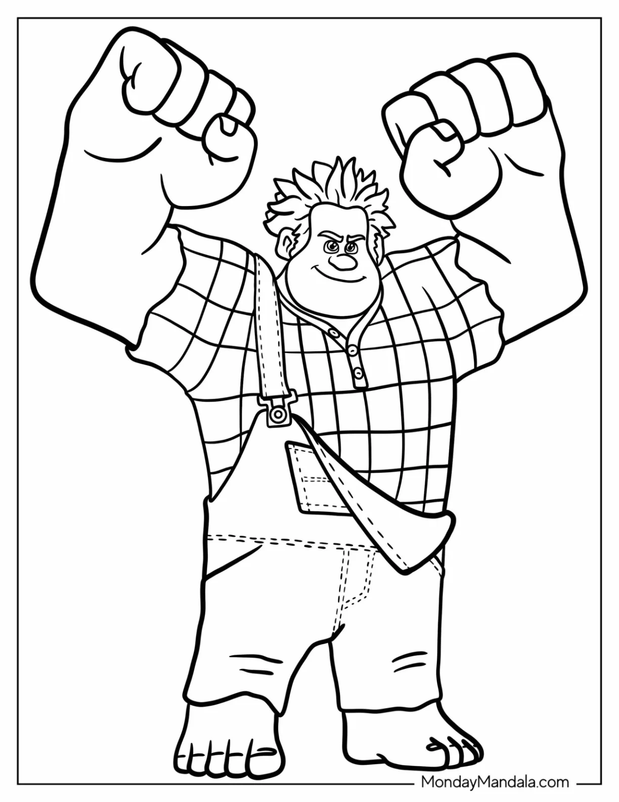 Wreck-It Ralph Coloring Page Showing Off His Muscles coloring page