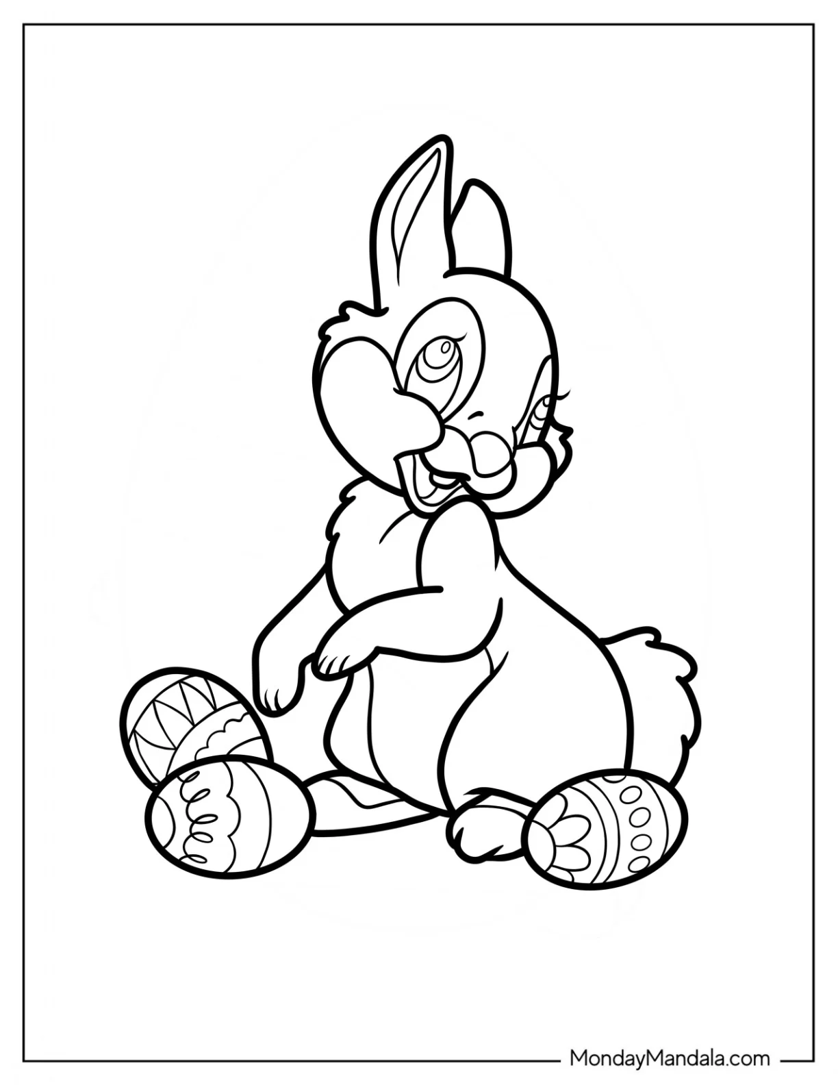 Disney Easter Bunny Coloring Page Outline With Eggs coloring page — printable line art
