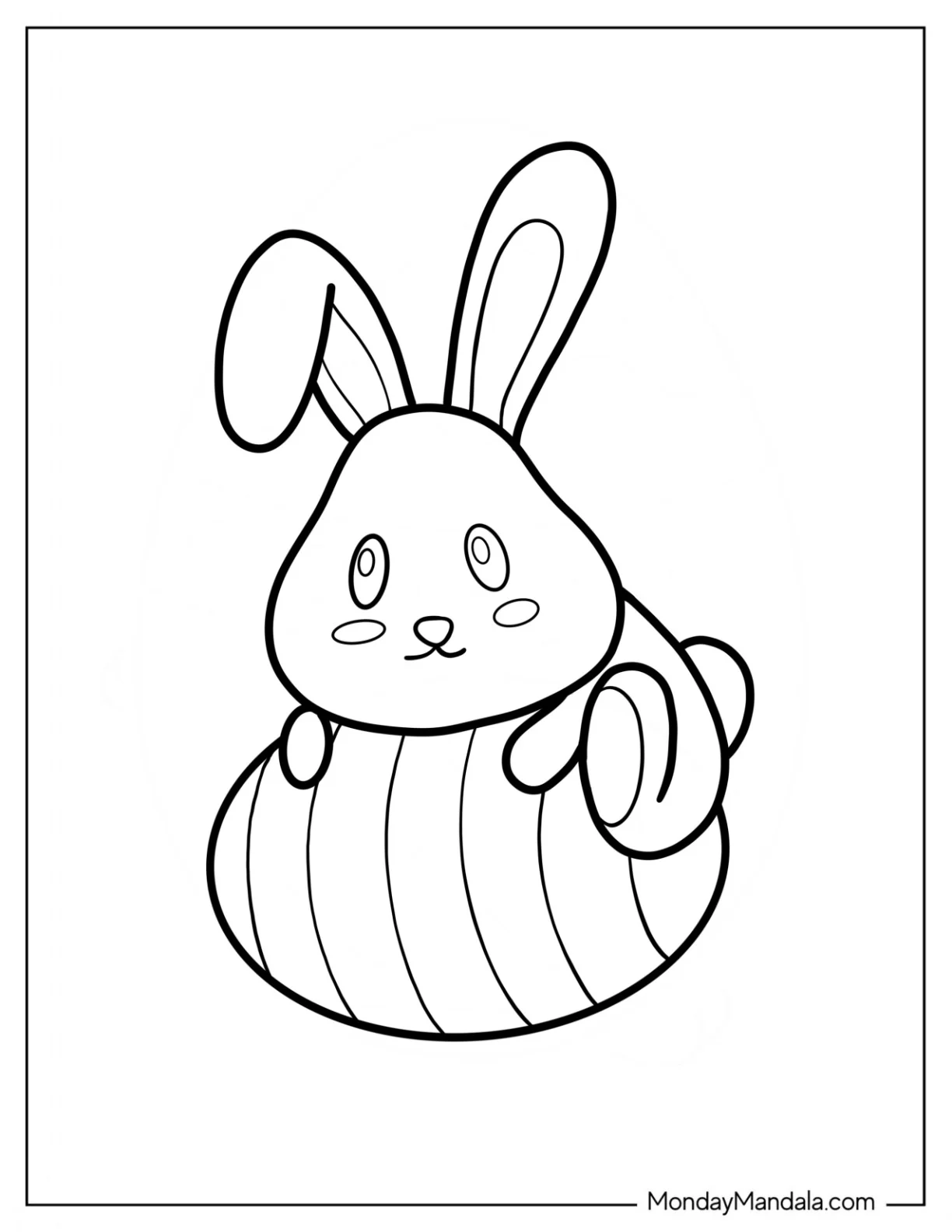 Outline Of Easter Bunny Coloring Page On Top Of Egg coloring page — printable line art