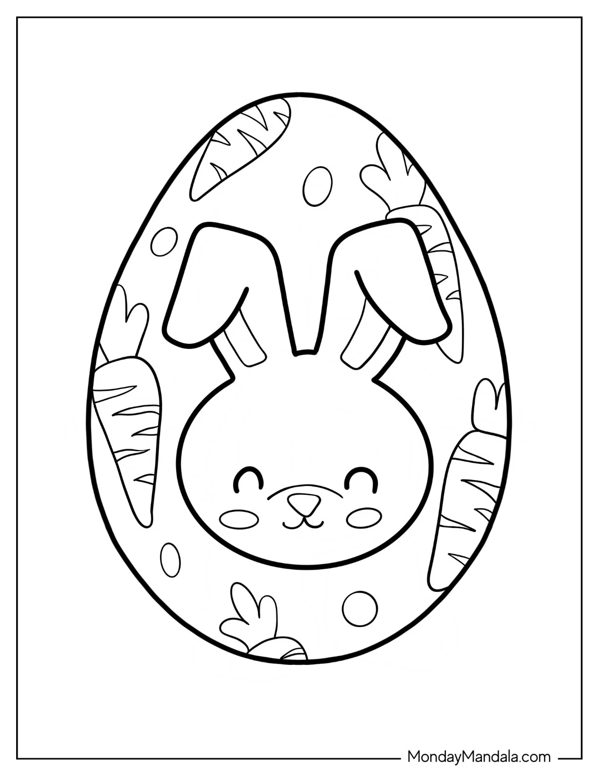Bunny And Carrots Easter Egg Coloring Sheet coloring page