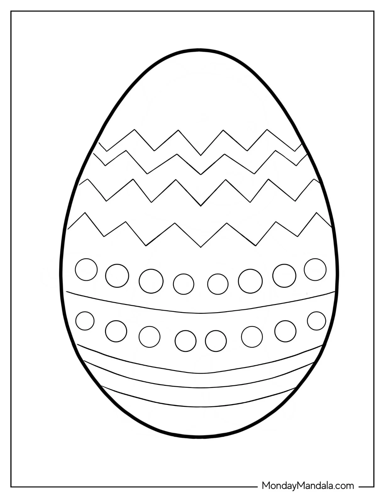 Chevron And Polka Dots Easter Egg Coloring Sheet For Preschoolers coloring page