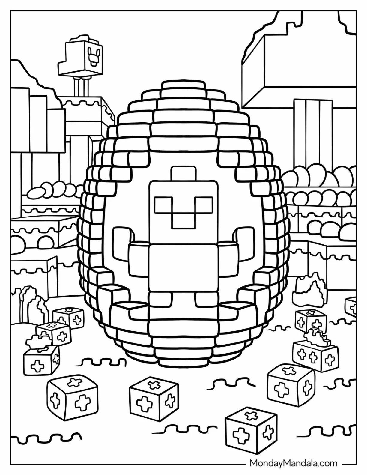 Minecraft Easter Egg Coloring Page For Kids coloring page — printable line art