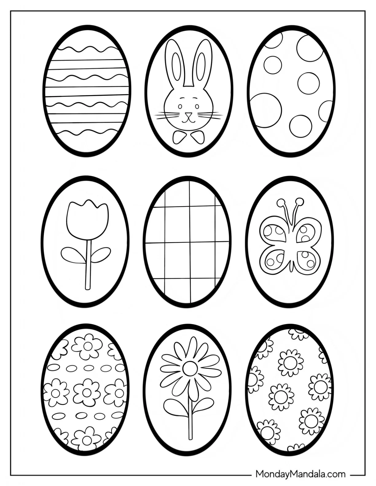 Simple Easter Eggs Coloring Page For Kids coloring page — printable line art