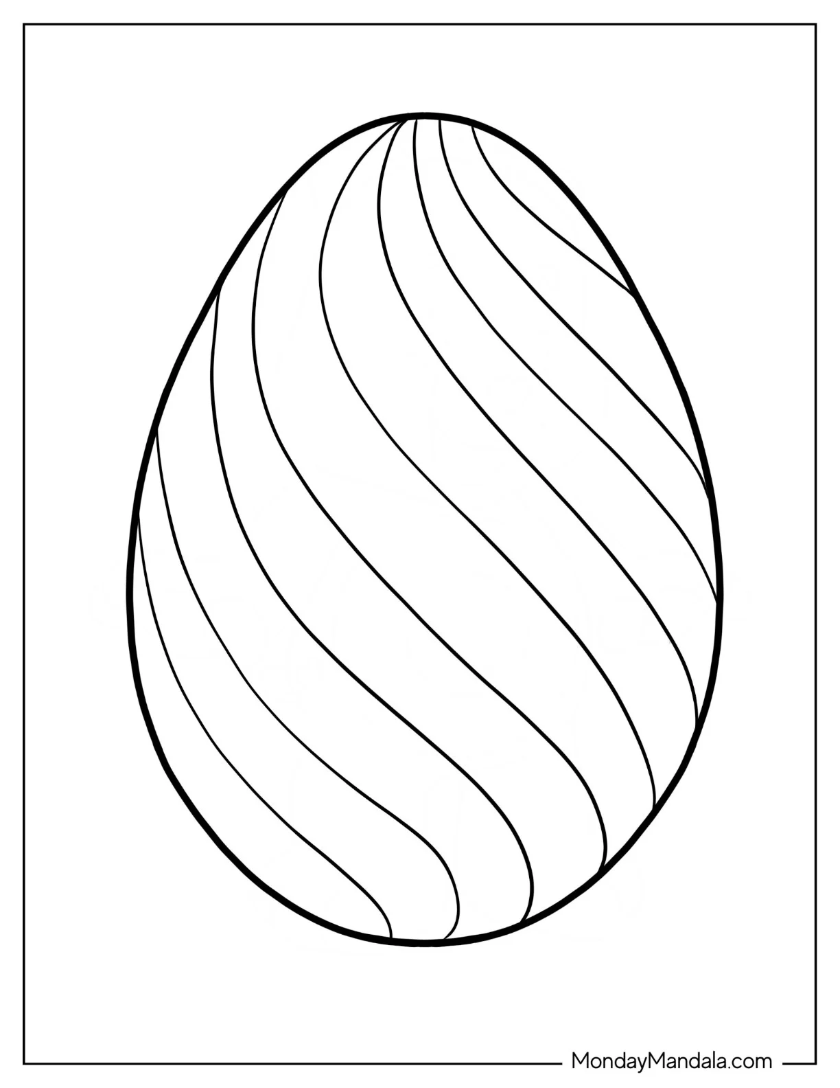 Simple Striped Easter Egg Coloring Page For Preschoolers coloring page — printable line art