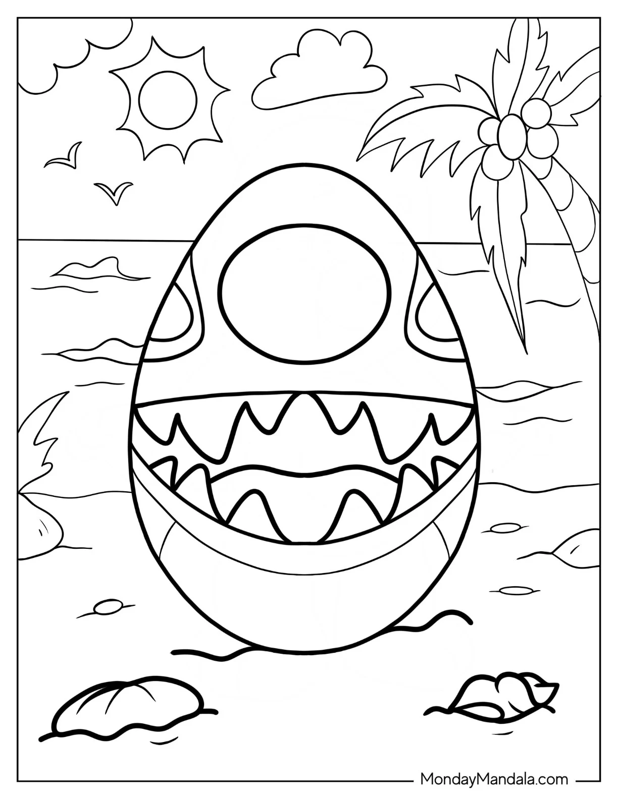 Stitch Easter Egg On A Beach Coloring Sheet coloring page
