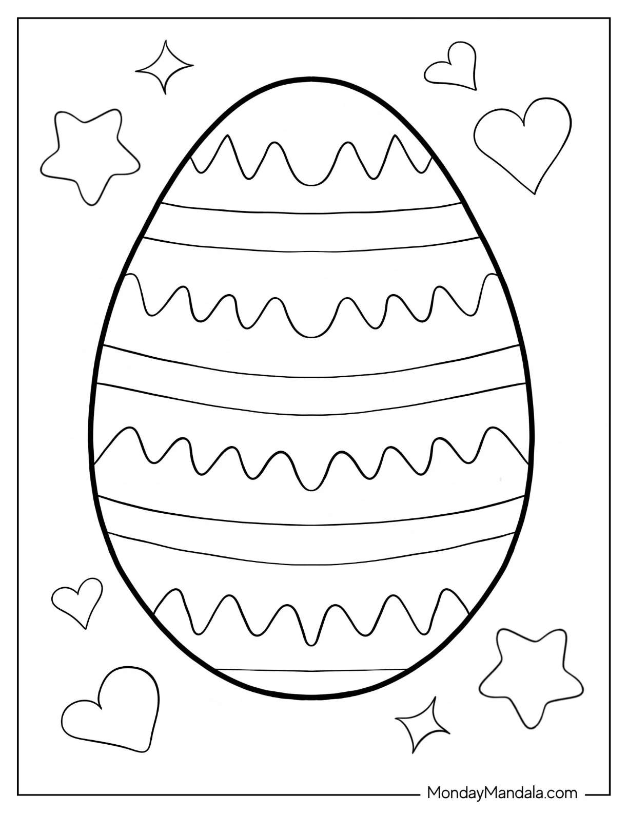 Stripes And Wavy Lines Easter Egg Design coloring page