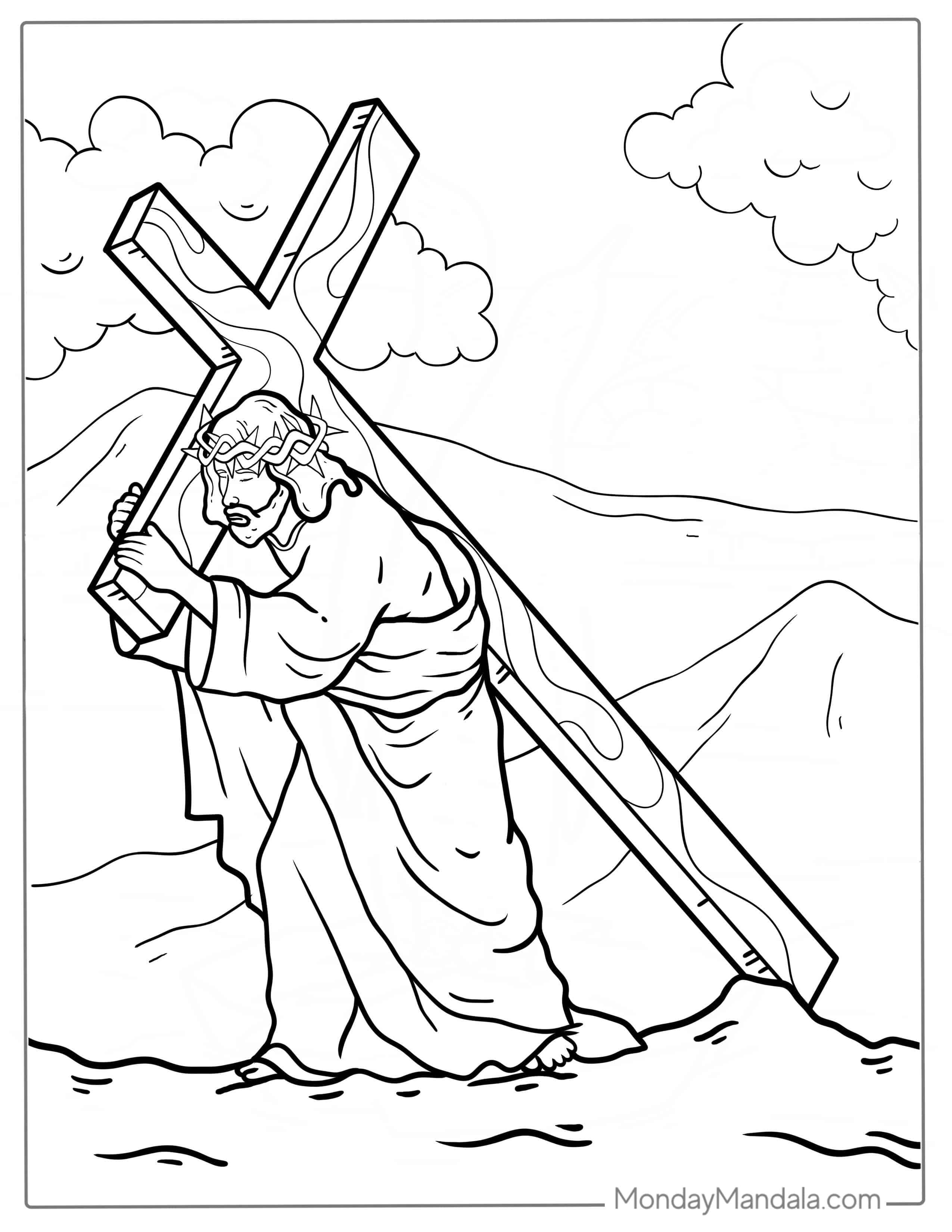 Christ Carrying The Cross Coloring Sheet coloring page