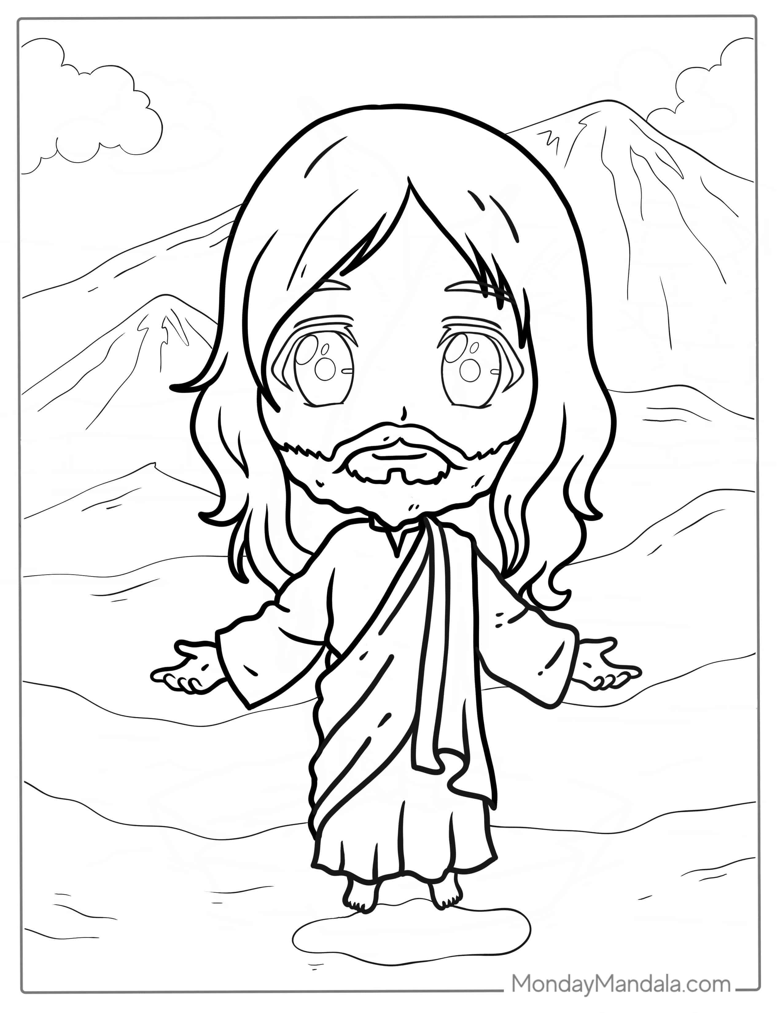 Cute Kawaii Jesus Christ Coloring In coloring page