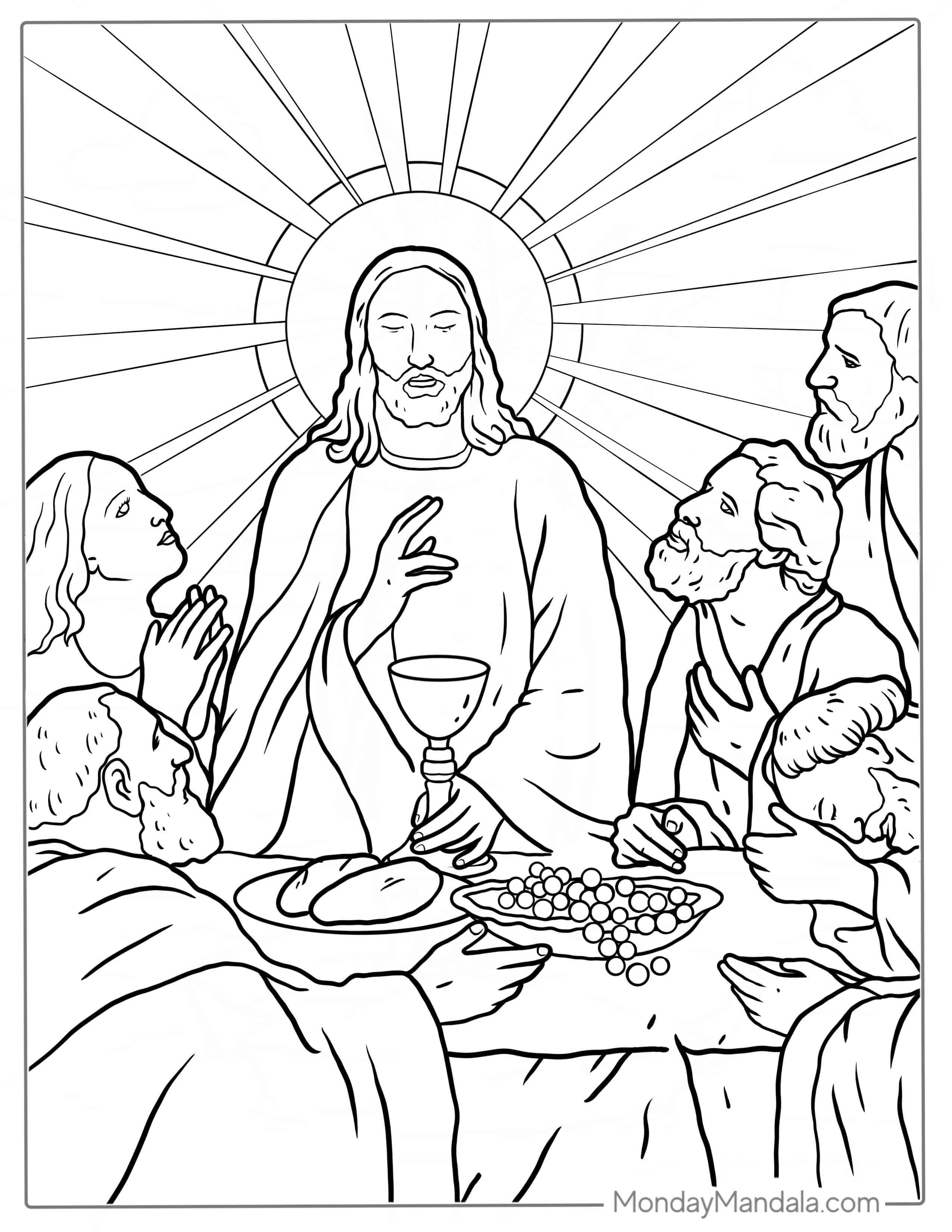 Divine Jesus With Disciples Coloring Sheet coloring page