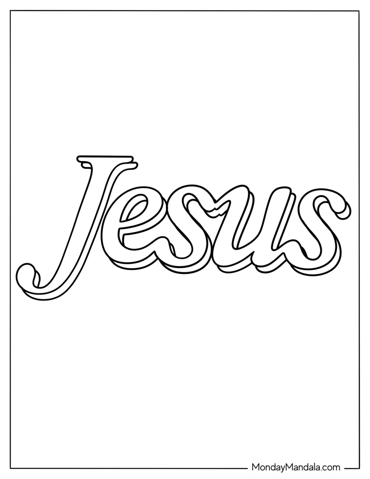 Easy 3D Jesus Coloring Page Text coloring page