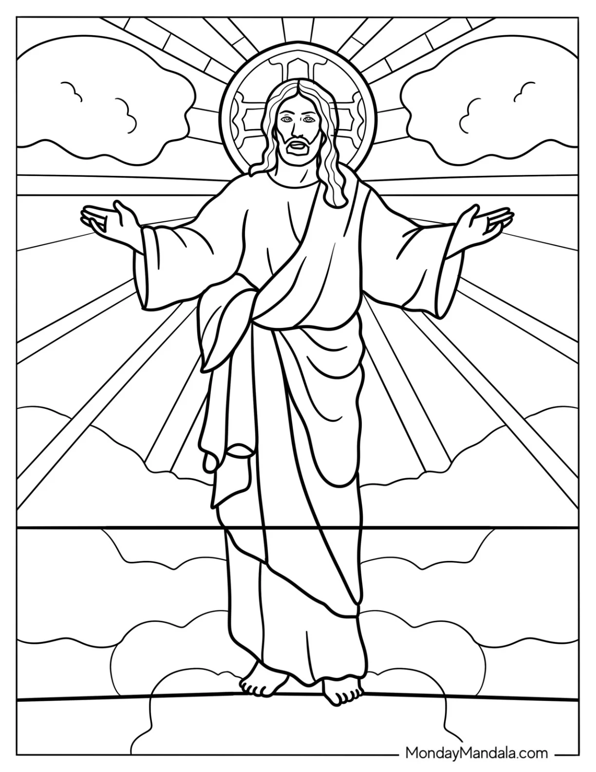 Jesus Coloring Page Ascending To Heaven Stained Glass coloring page