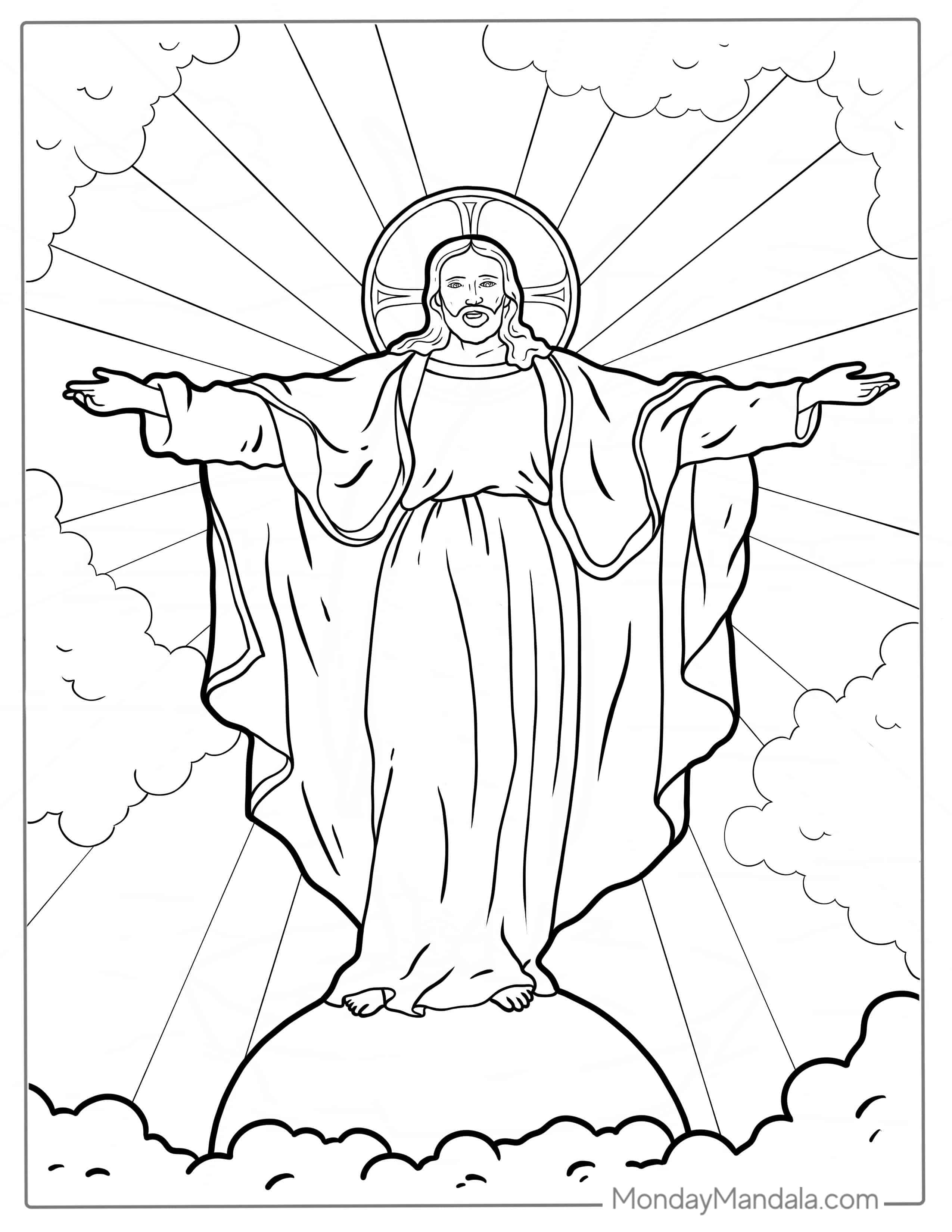 Jesus In Heaven Coloring Sheet For Kids coloring page