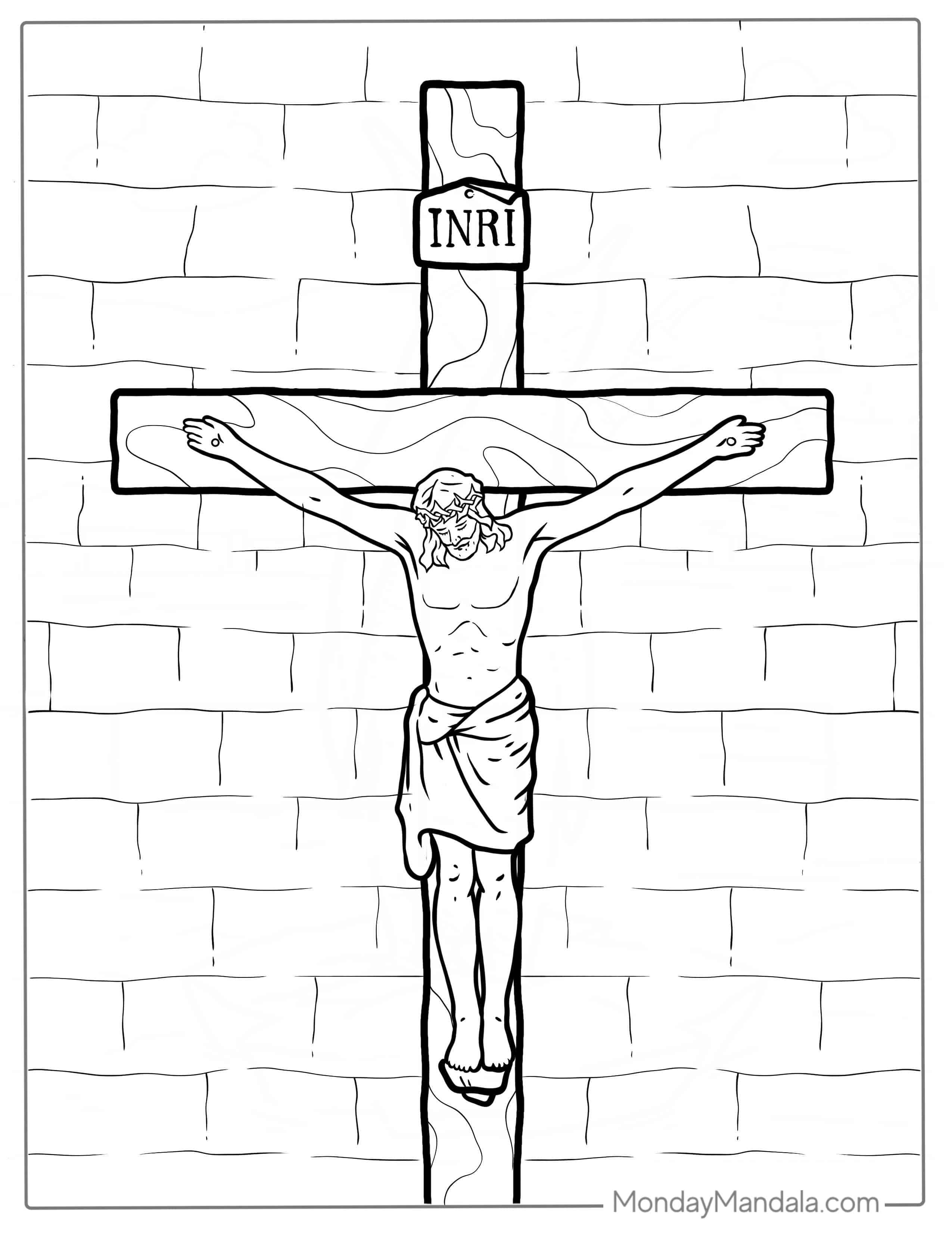 Jesus On Cross Coloring Page coloring page — printable line art