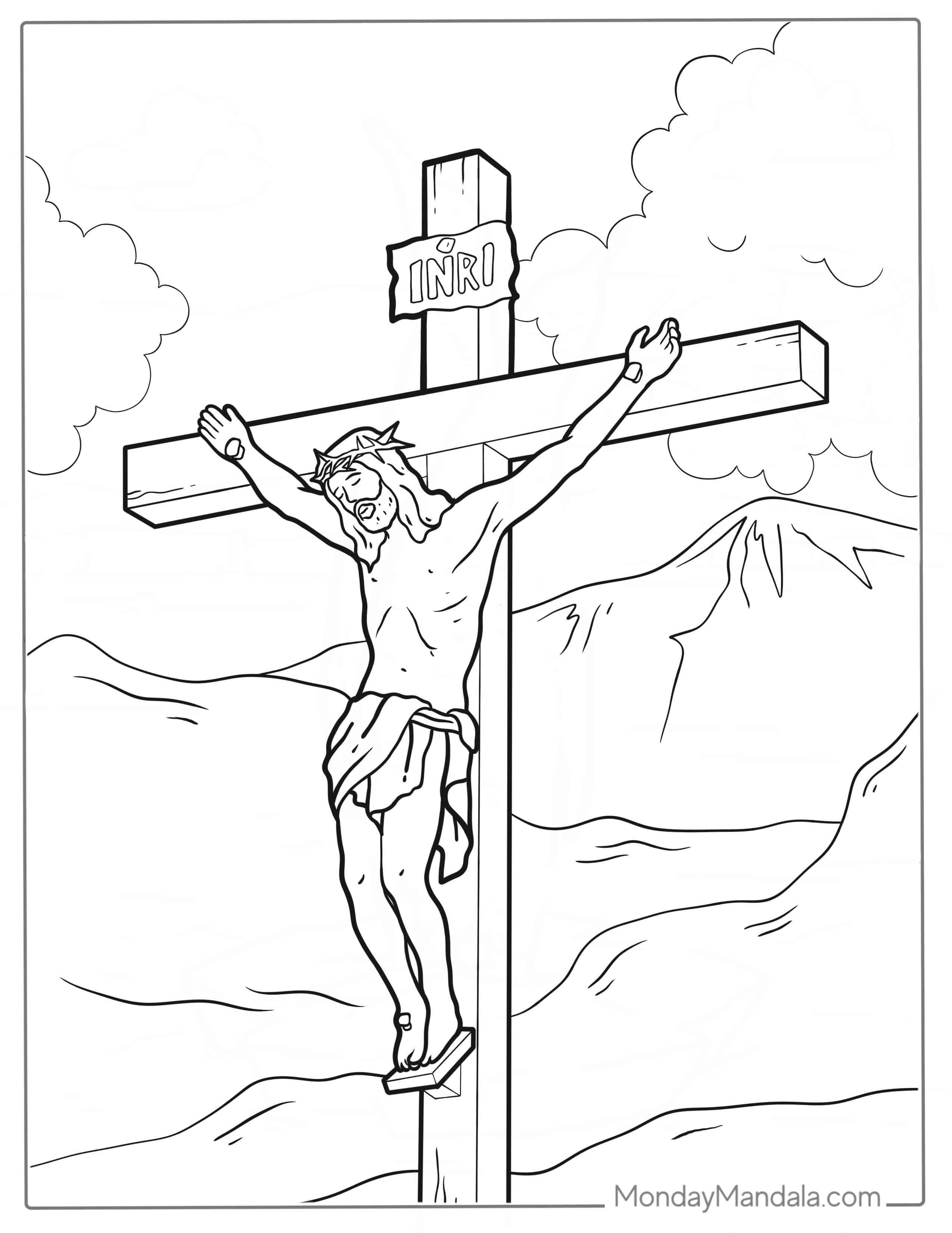 Jesus On The Cross Coloring Page For Sunday School coloring page