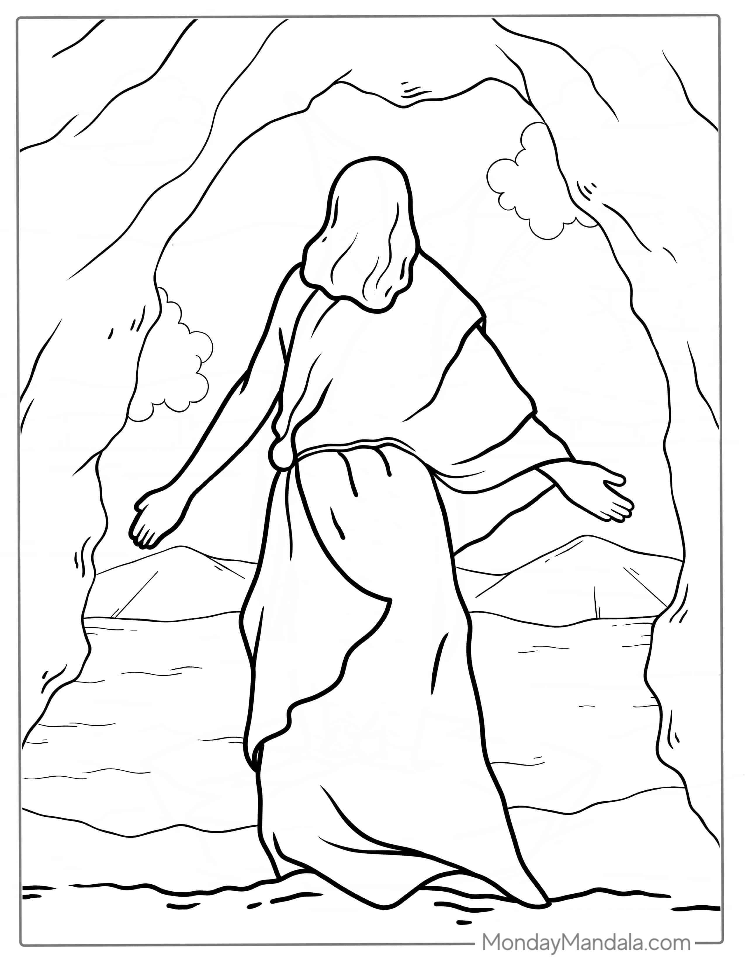 Jesus Resurrection Coloring For Kids coloring page — printable line art