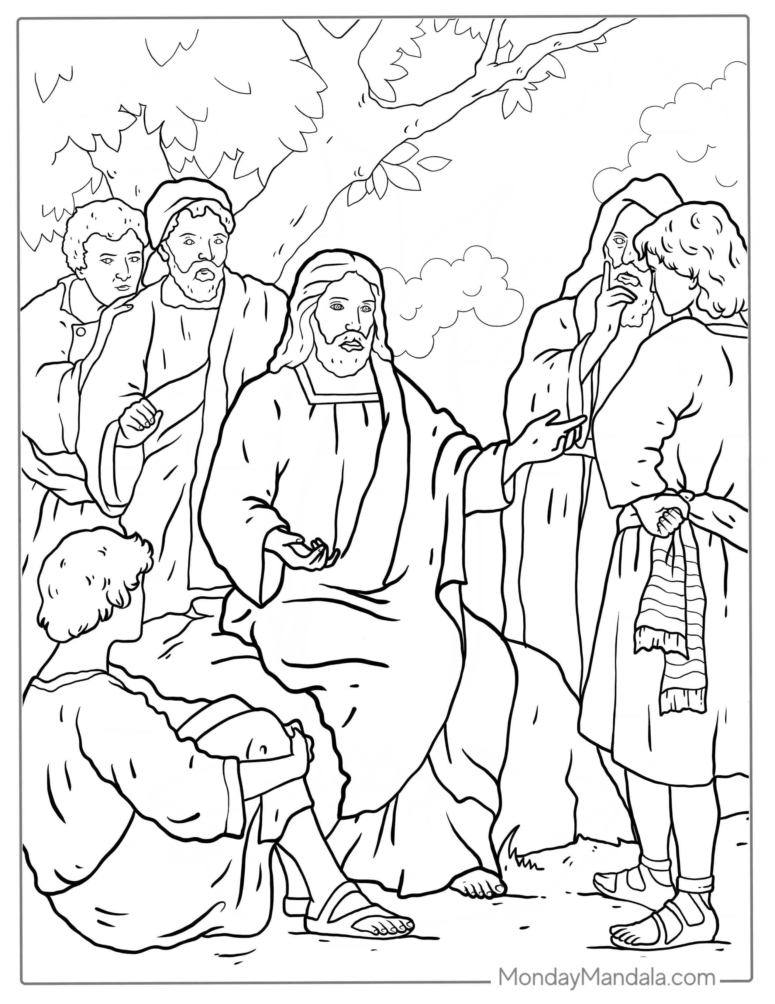 Jesus Walked On Water Miracle Coloring Page coloring page — printable line art