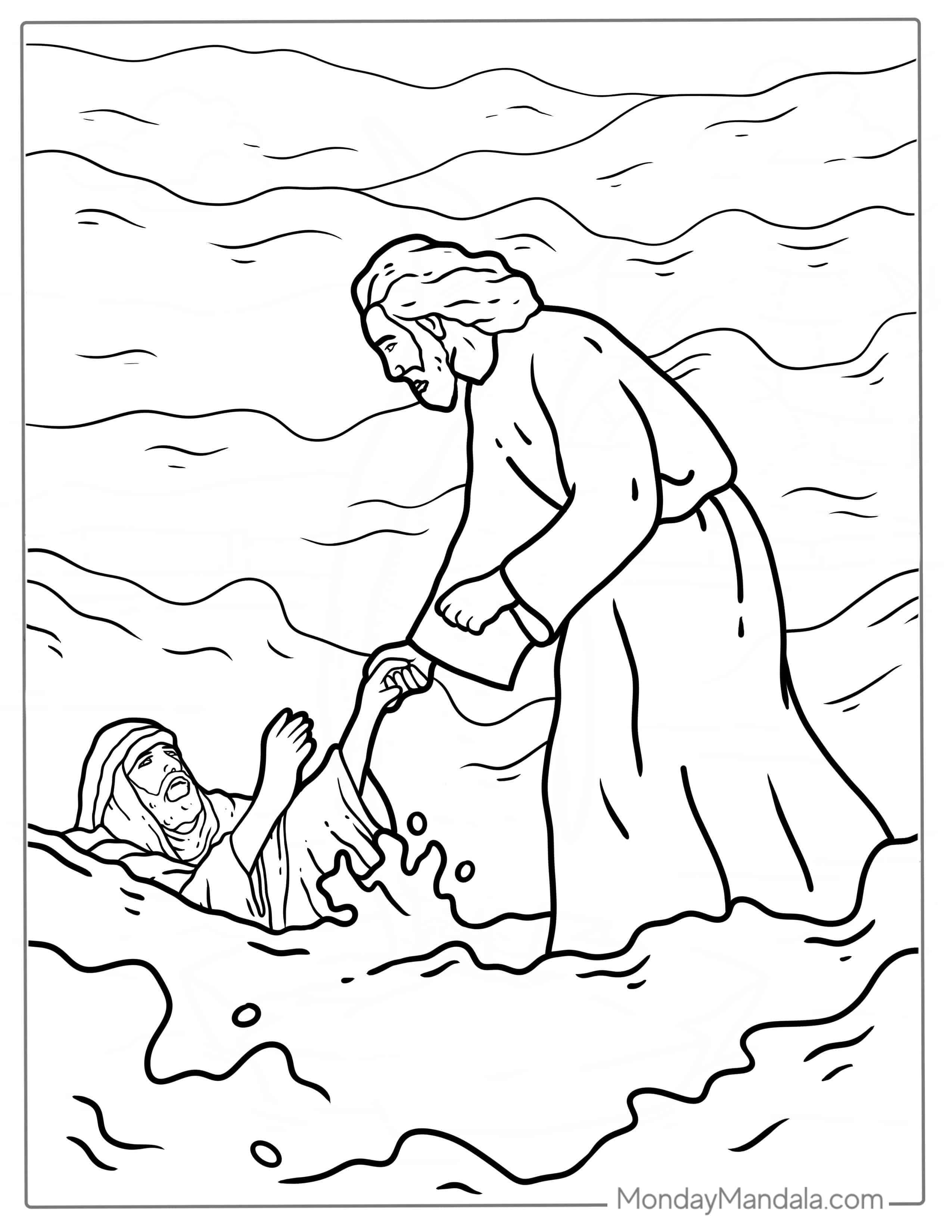 Jesus Walked On Water Miracle Coloring Page coloring page