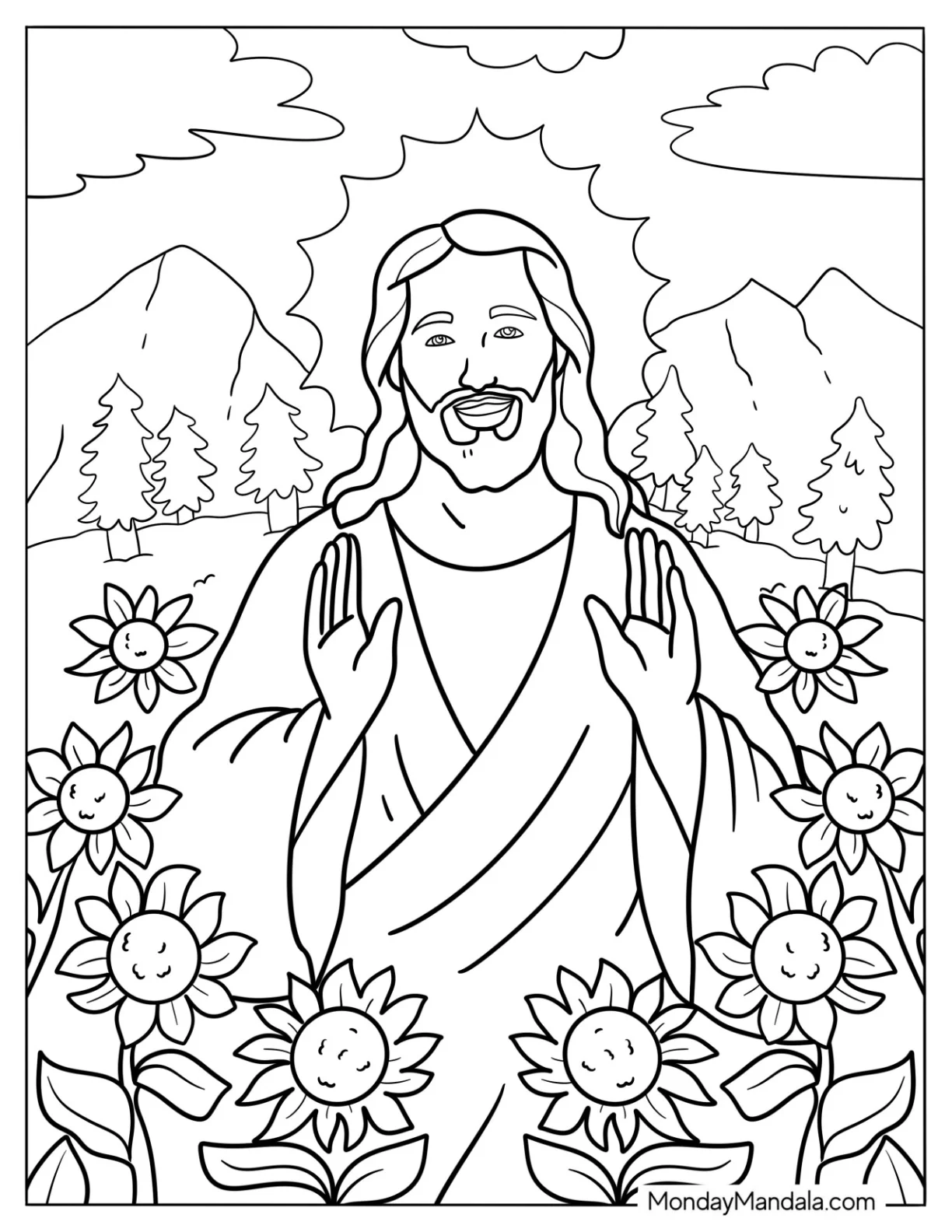 Loving Jesus Coloring Page In Nature coloring page