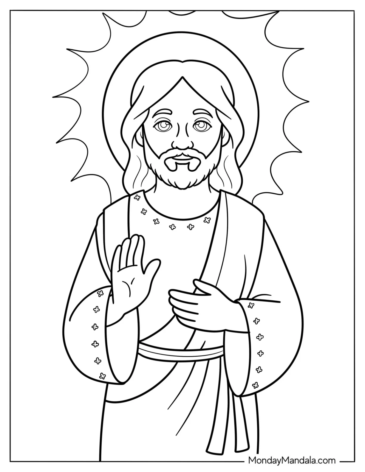 Simple Jesus Coloring Page With A Halo For Kids coloring page