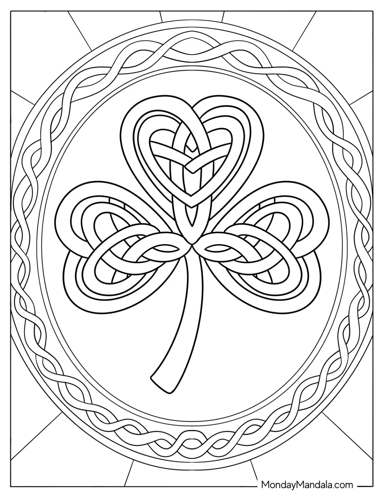 Celtic Shamrock Coloring Page of Knotwork Lines coloring page