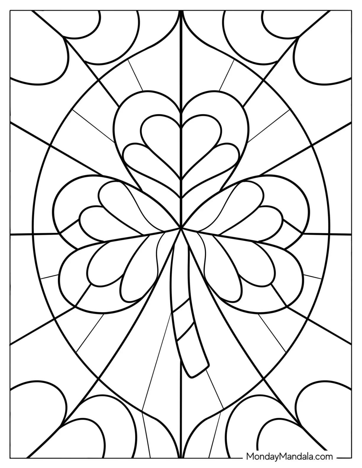 Elegant Shamrock Coloring Page Stained Glass coloring page — printable line art