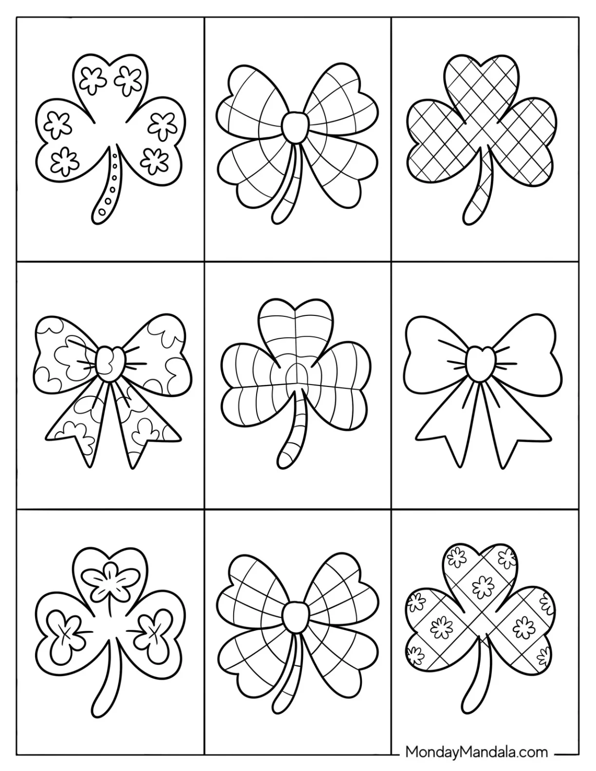 Patterned Shamrock Coloring Page coloring page — printable line art