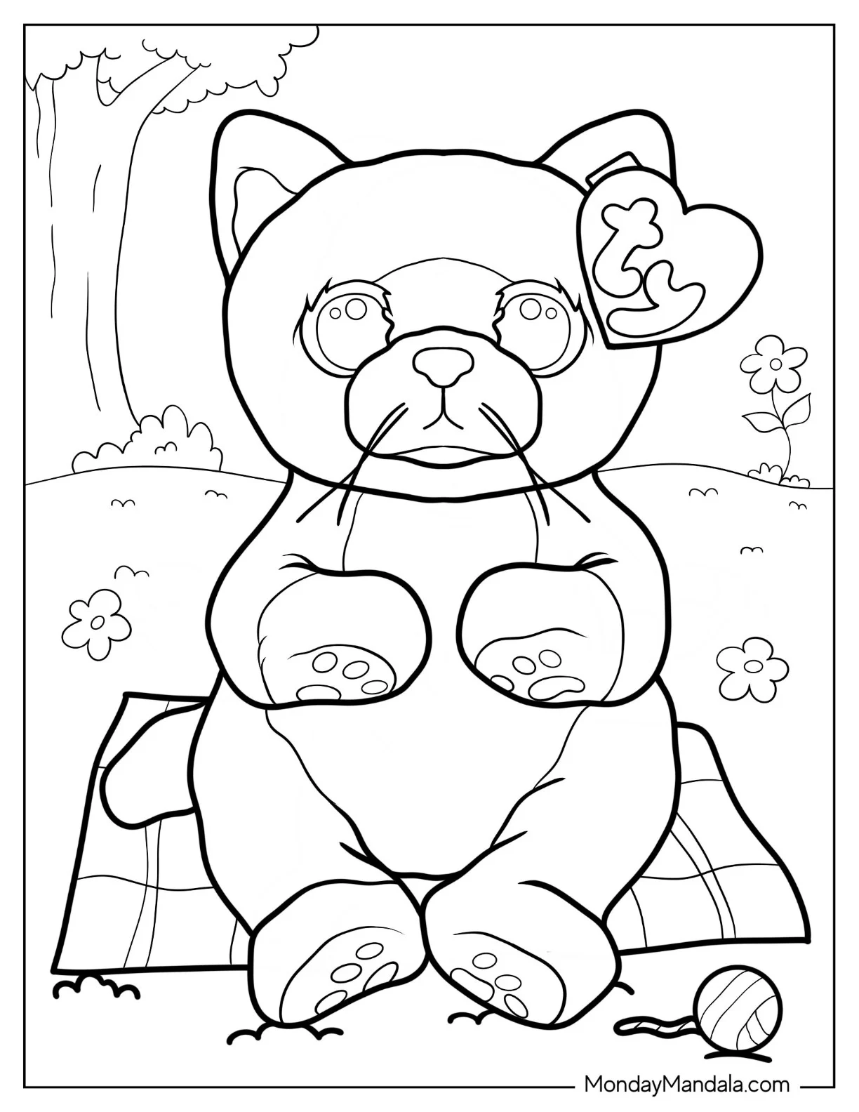 Beanie Boo Coloring Page Of Lillibelle Sitting On Picnic Mat coloring page — printable line art