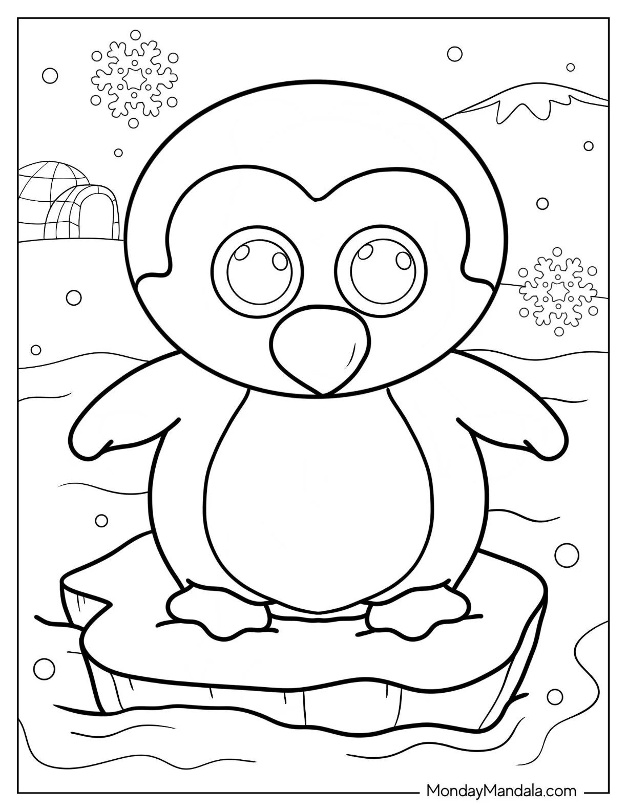 Beanie Boo Coloring Page Of Waddles In Winter Wonderland coloring page