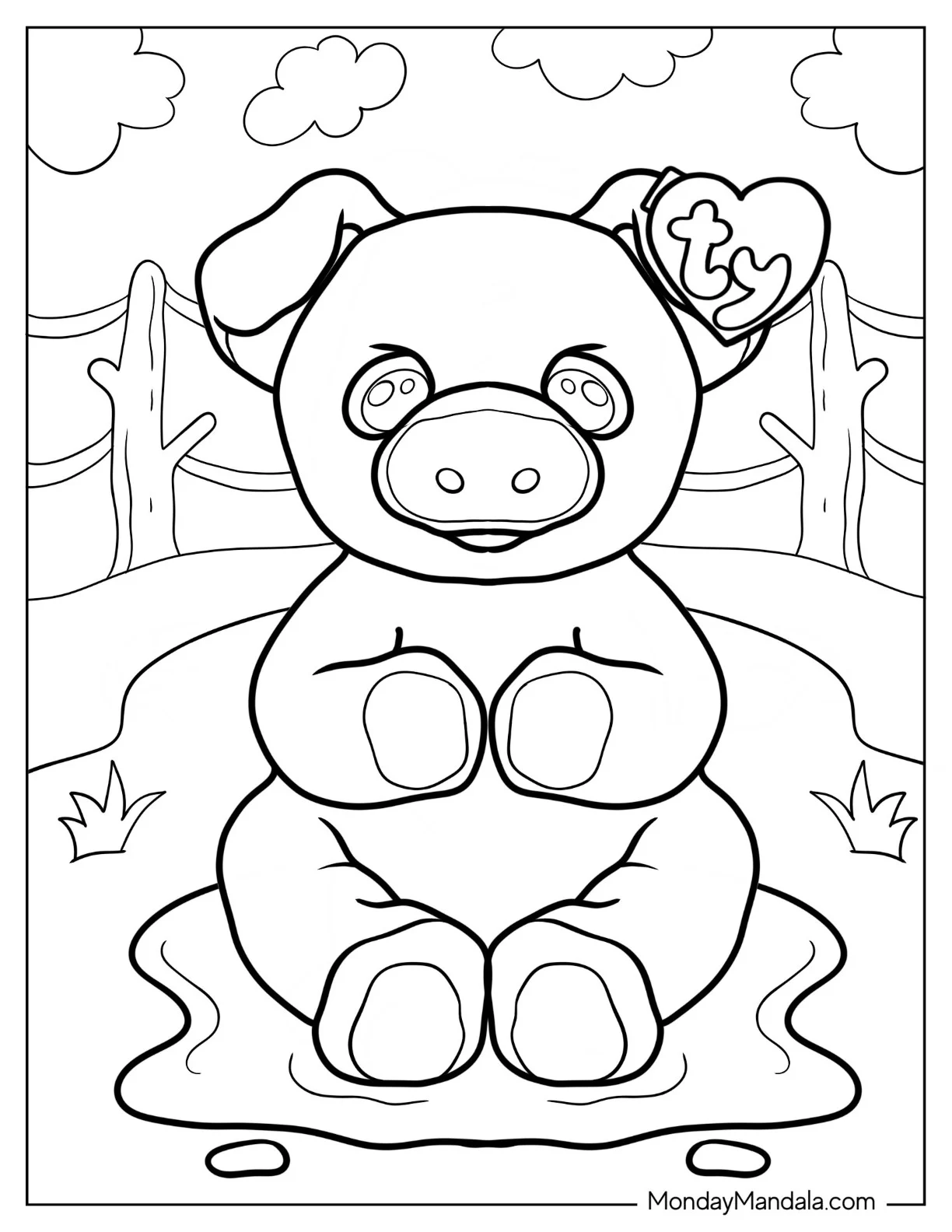 Penelope The Pink Pig Beanie Boo Coloring Page coloring page