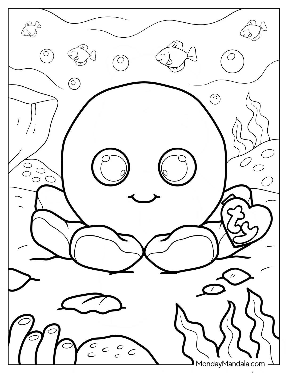 Sheldon The Octopus Beanie Boo Coloring Page For Preschoolers coloring page