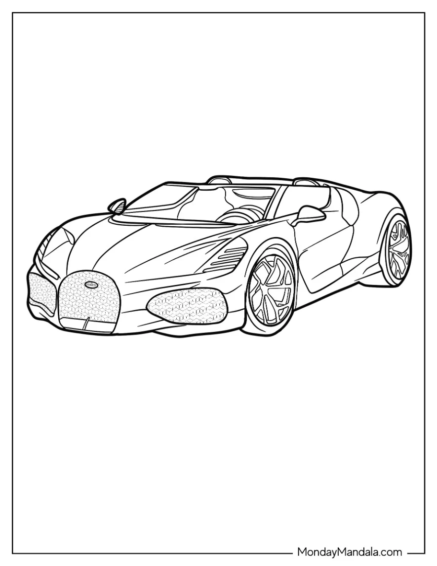 2024 Bugatti Coloring Page W16 Mistral coloring page