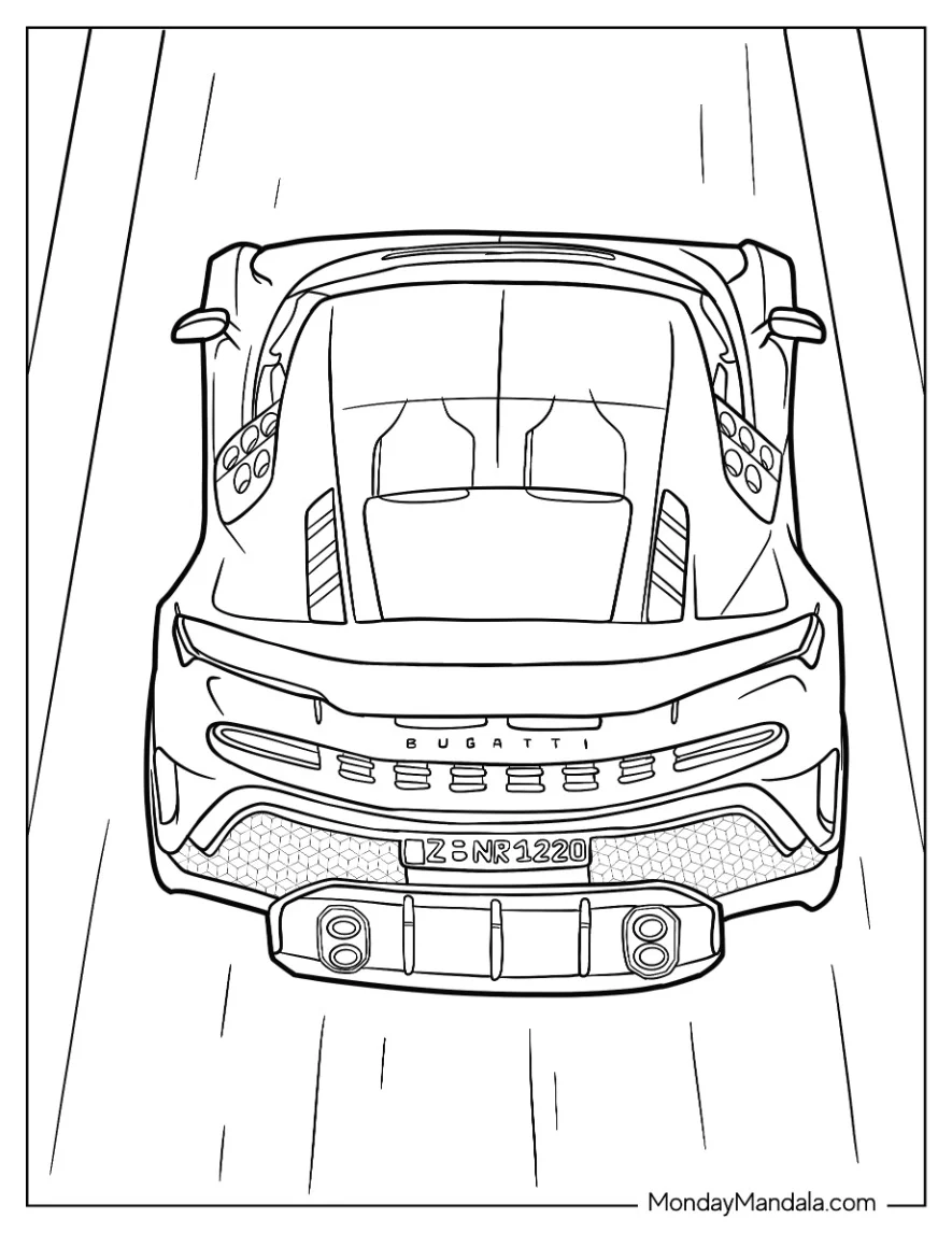 Back View Of Bugatti Coloring Page Centodieci coloring page — printable line art