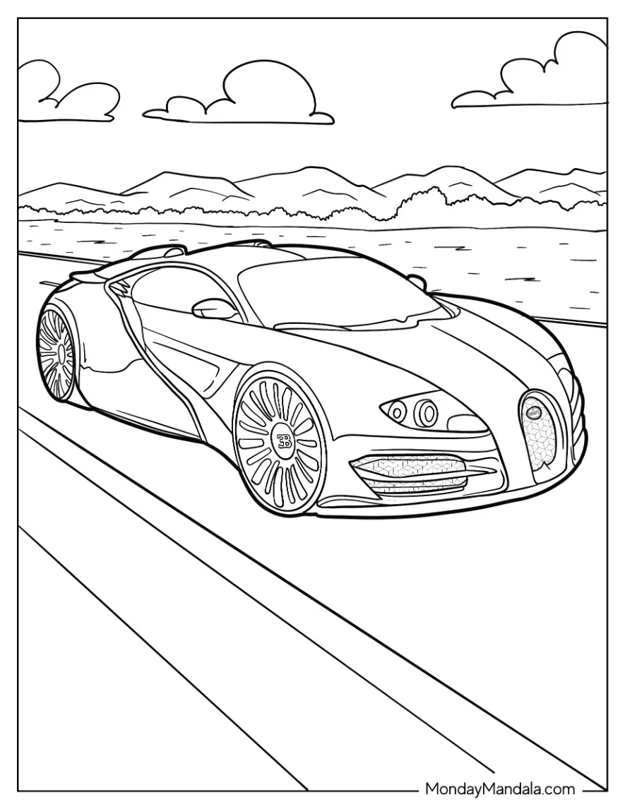 Bugatti Coloring Page EB Concept on the Road coloring page