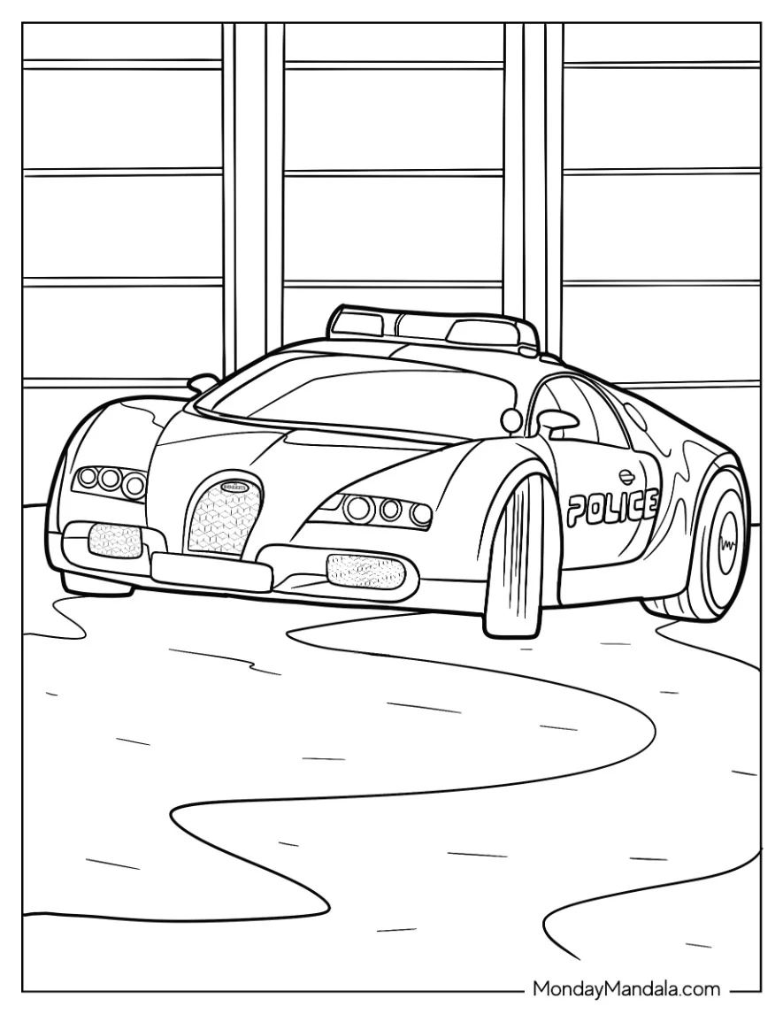Bugatti Coloring Page Veyron Interceptor Police Car For Kids coloring page