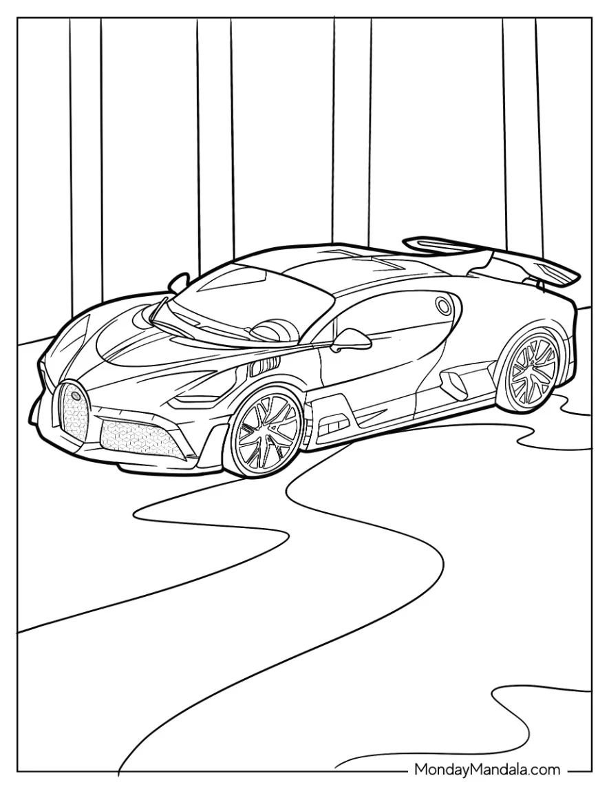 Easy Bugatti Coloring Page Dive For Kids coloring page
