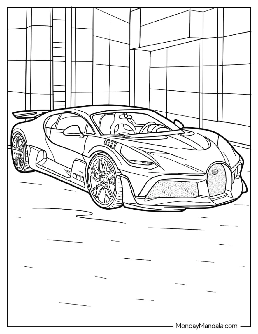 Realistic Bugatti Coloring Page Divo coloring page