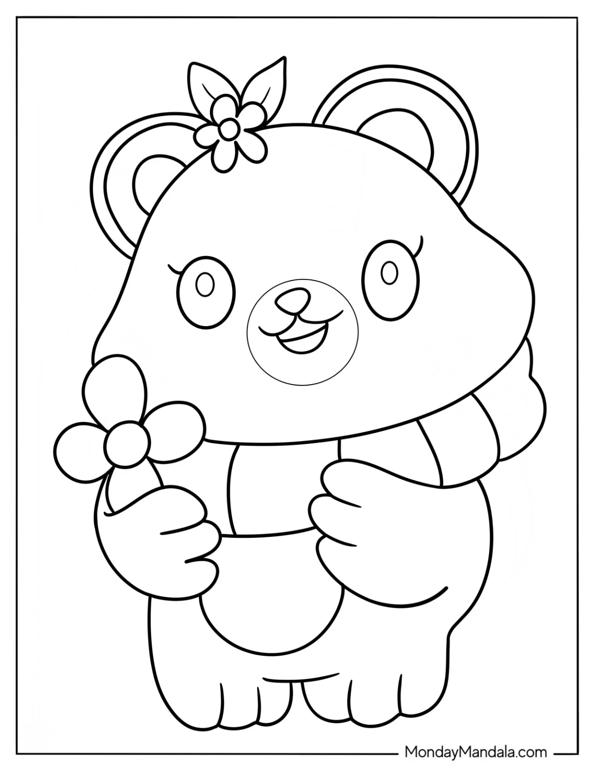 Cute Coloring Page Bear Wearing A Scarf For Preschoolers coloring page — printable line art