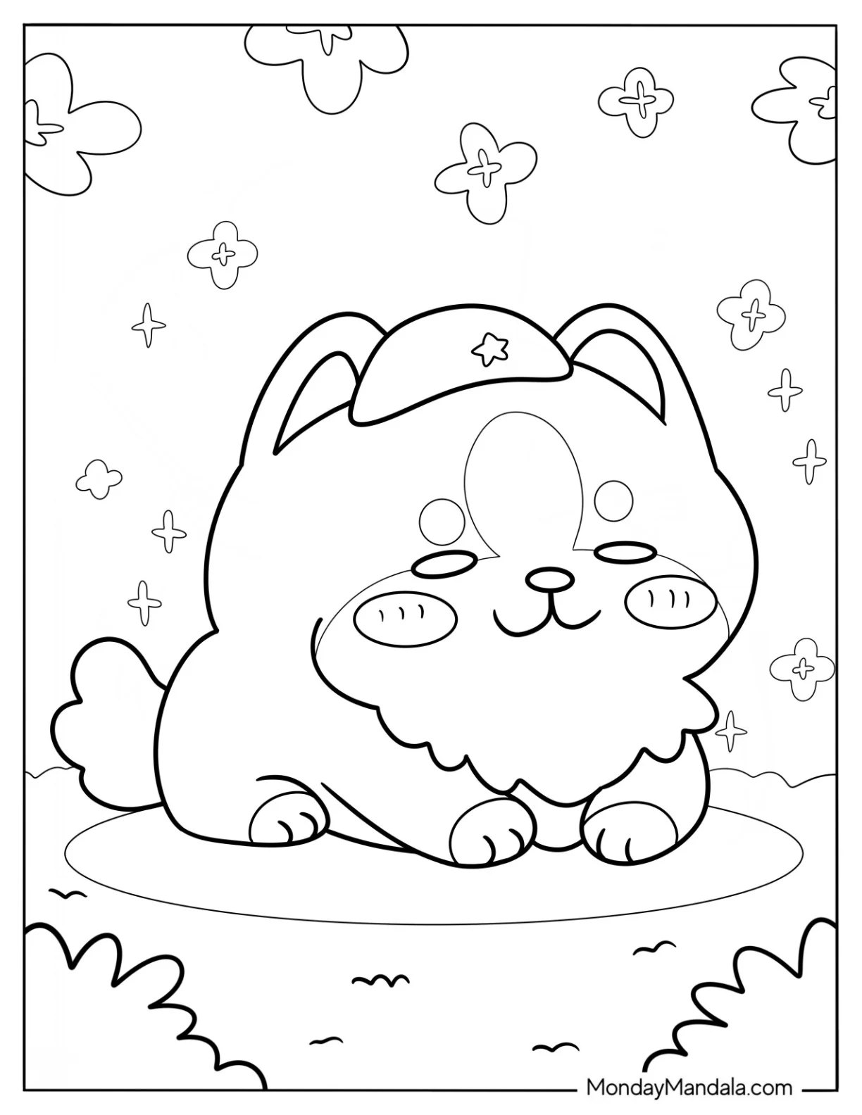 Cute Coloring Page Corgi Puppy Wearing A Cap coloring page